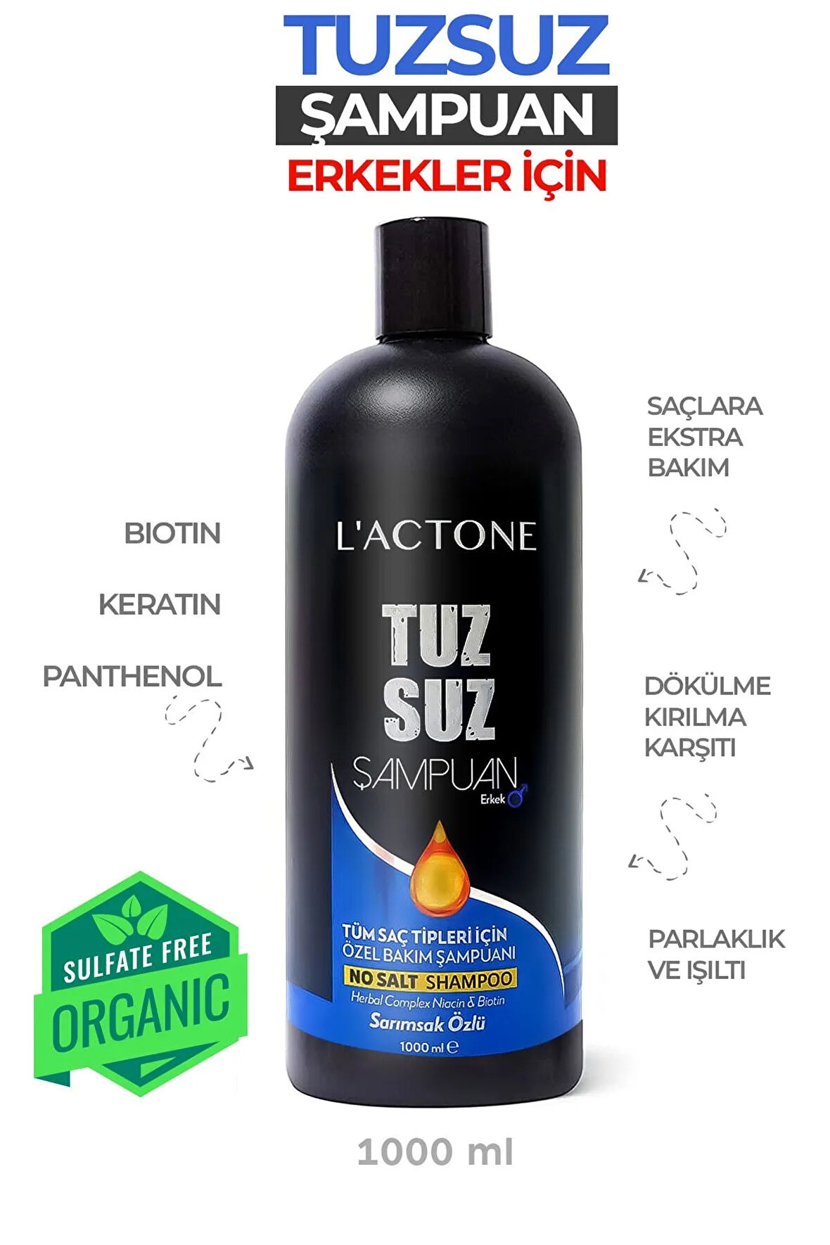 Argan Özlü Tuzsuz Şampuan Erkek 1000 ml