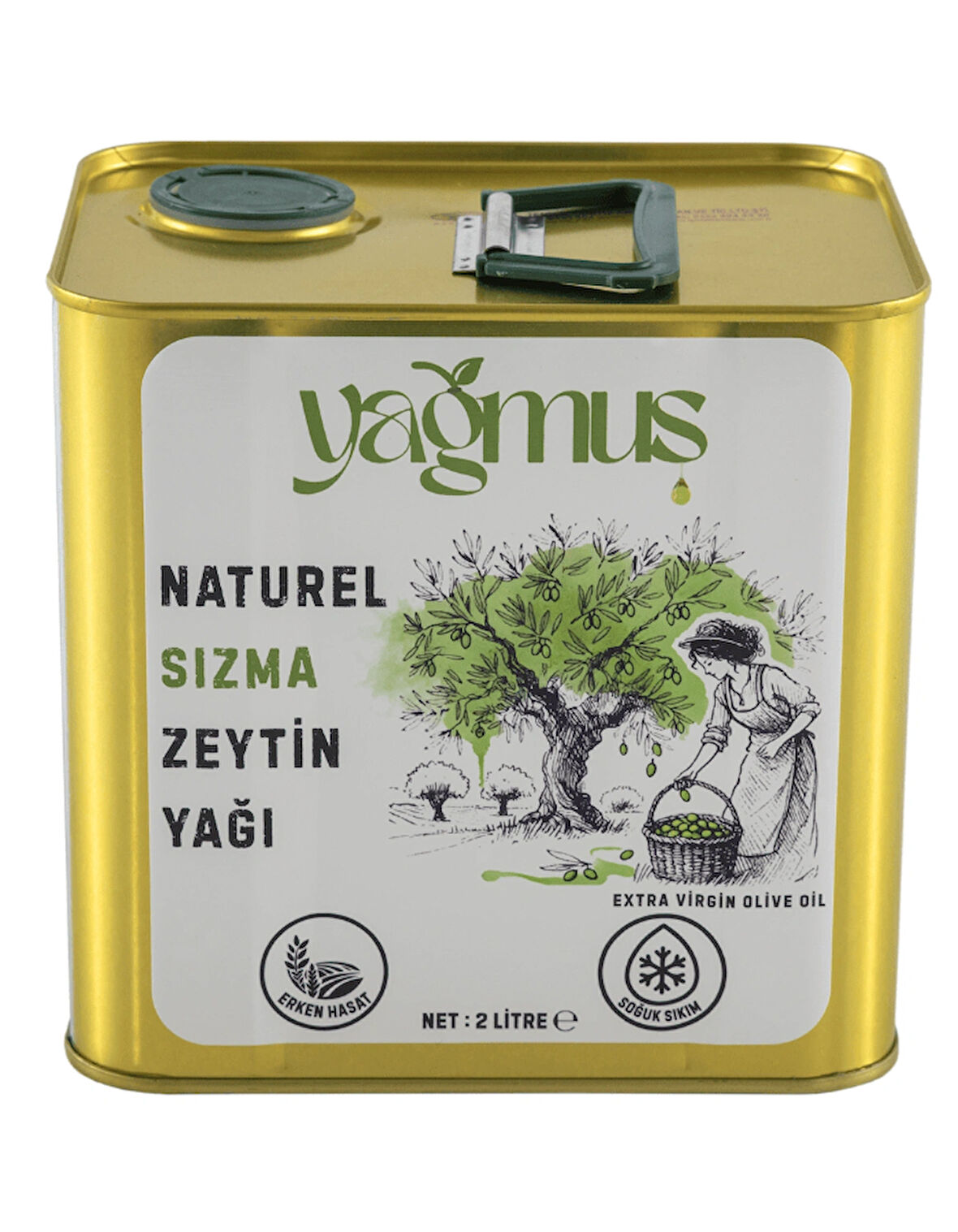 Yağmuş Erken Hasat Soğuk Sıkım Naturel Sızma Zeytinyağı (2L)