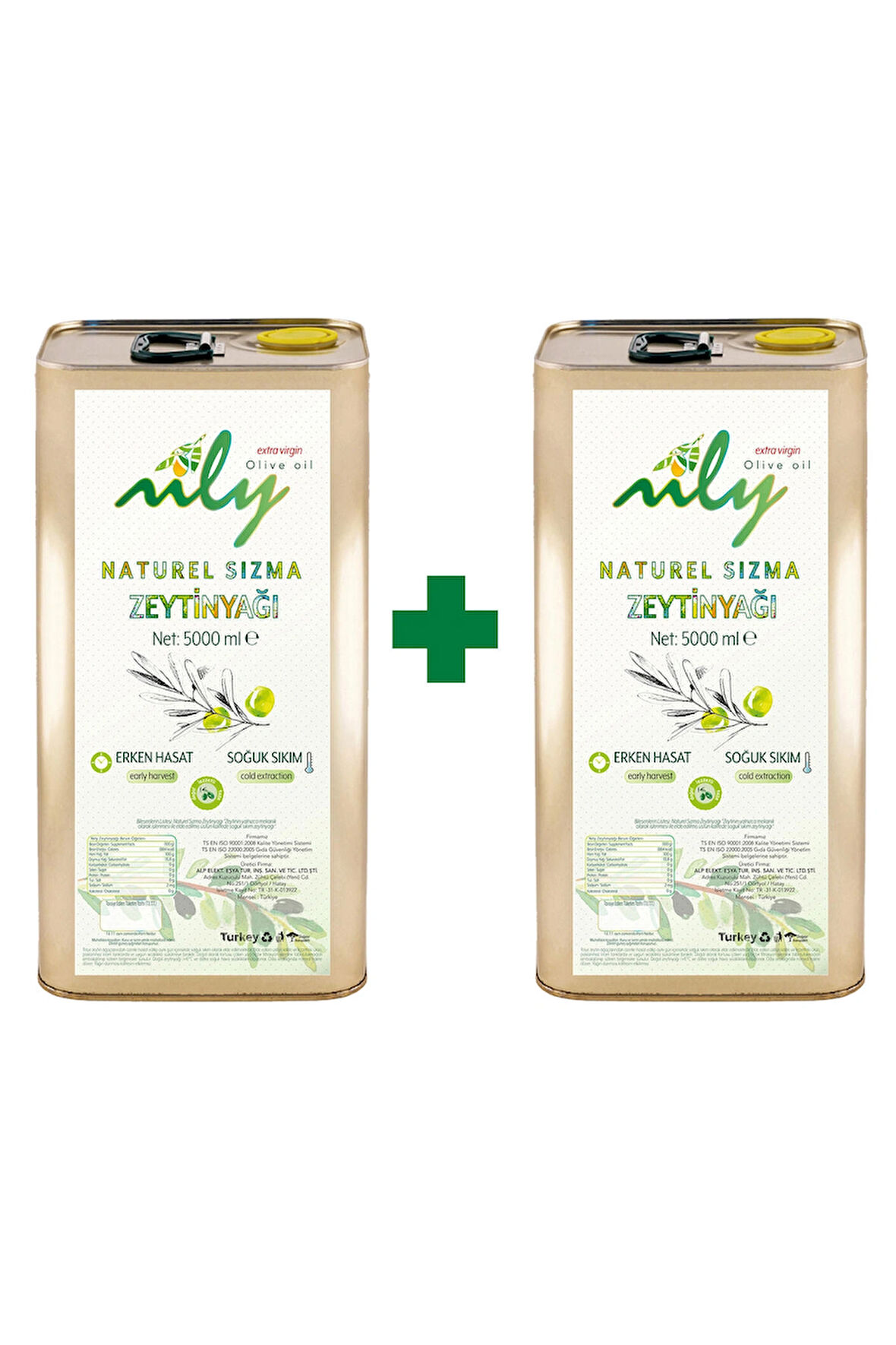 Nily Soğuk Sıkım Sızma Zeytinyağı (5L+5L)