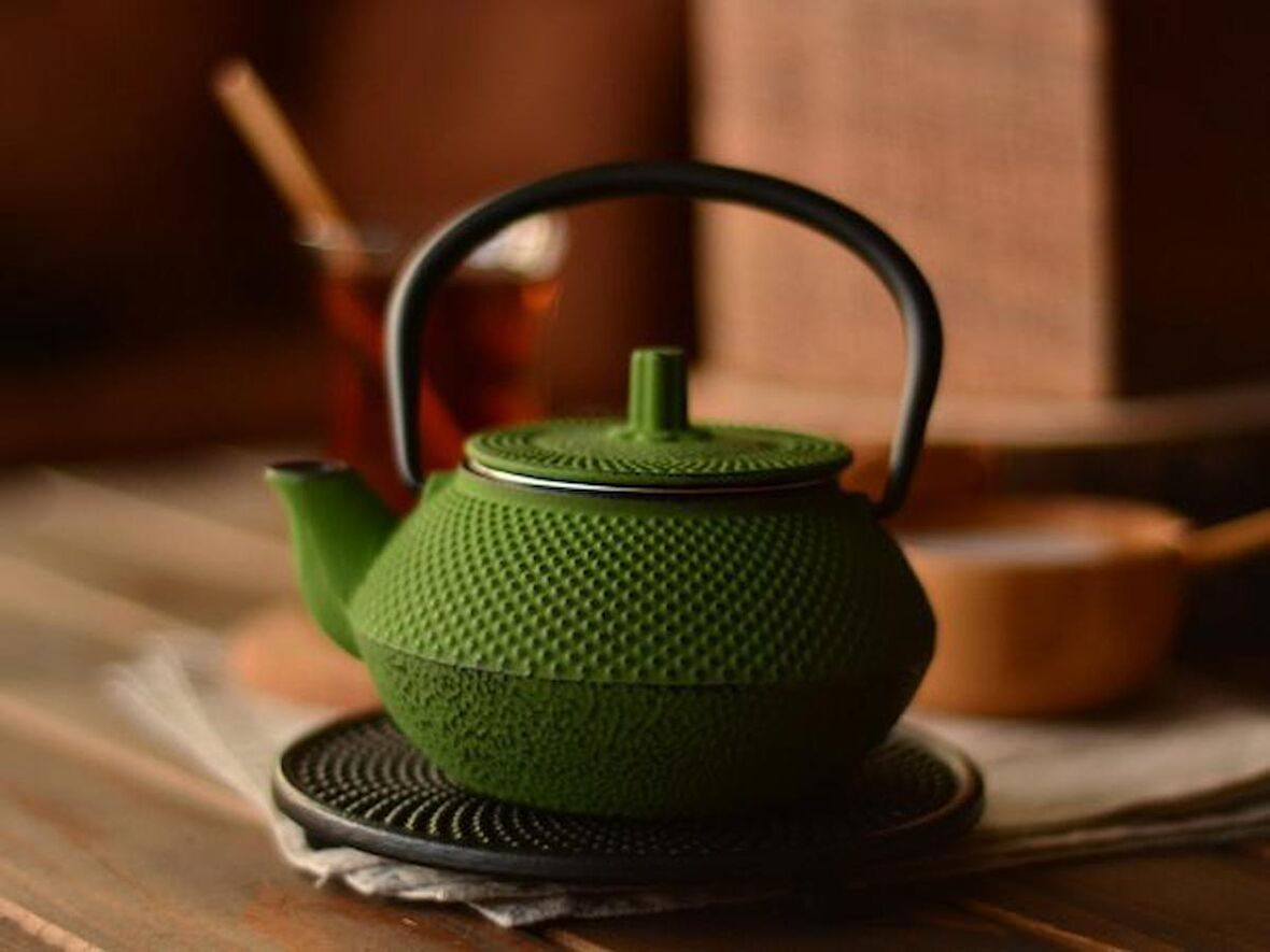 Taşev T0083 Linden Sümbül Döküm Demlik 300 ml Yeşil çaydanlık