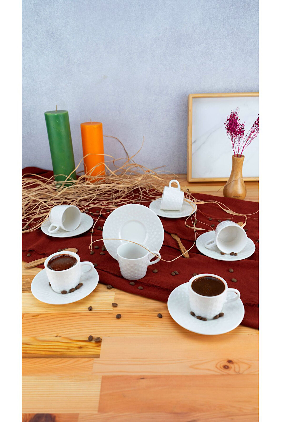 Bambum lara porselen fincan takımı seti 6 kişilik 12 parça