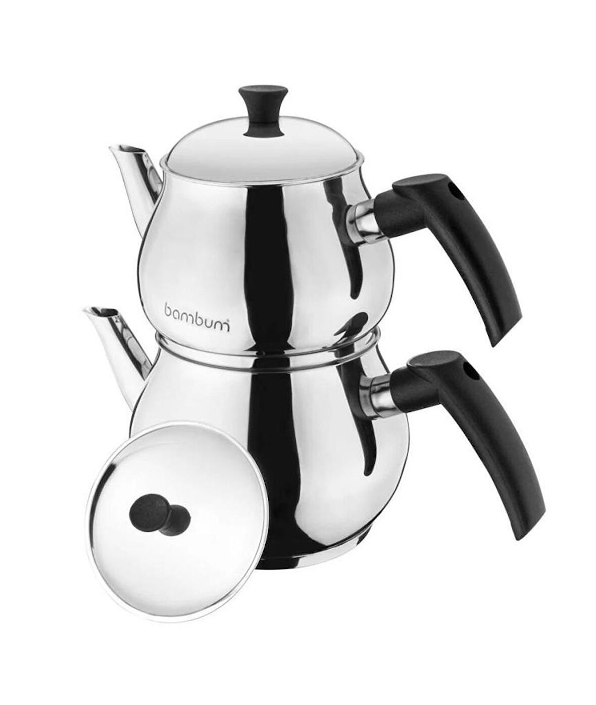 Bambum Solid - Çelik Kulplu Çelik Çaydanlık Takımı