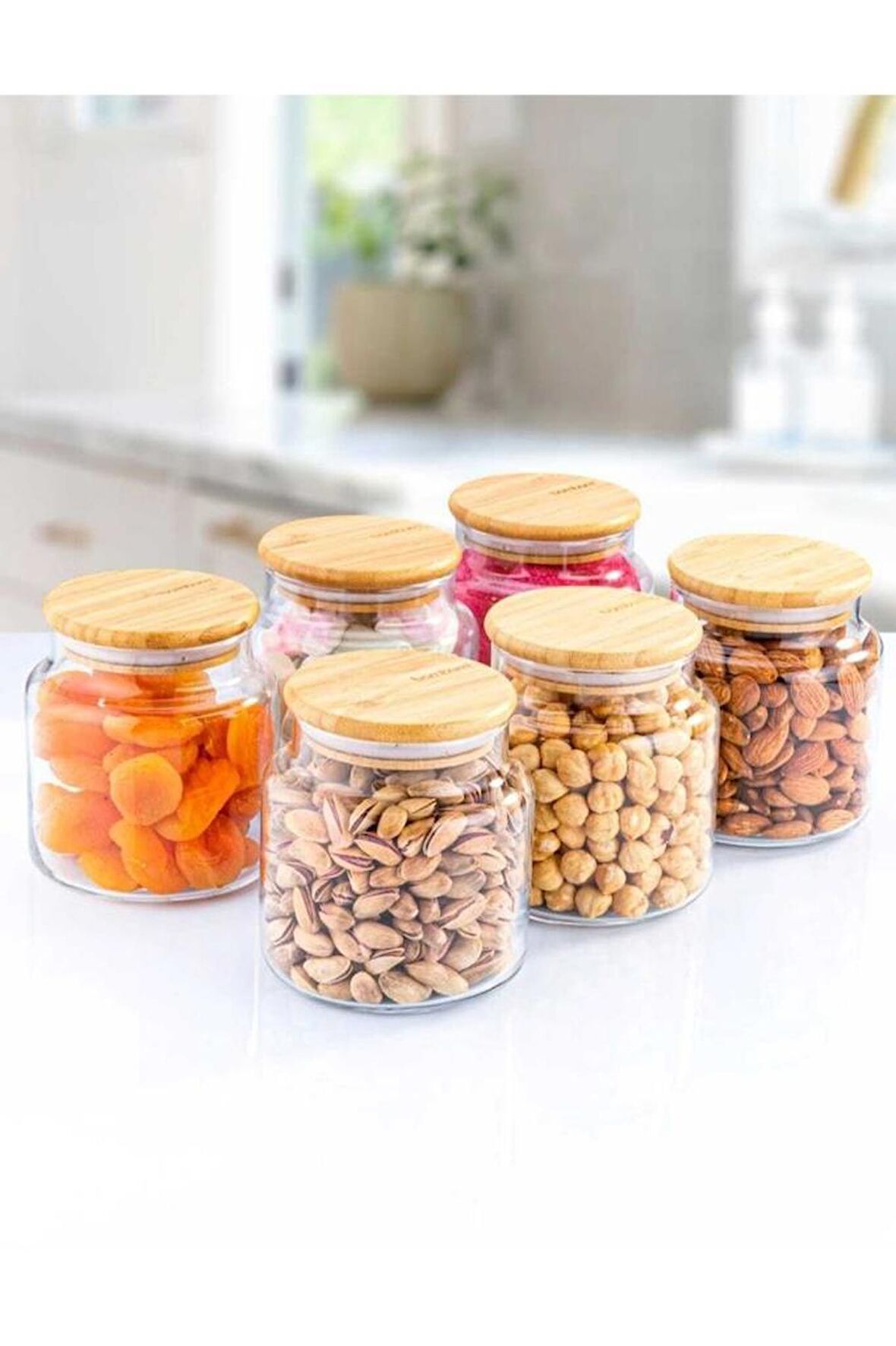 Bambum Zone 6'lı Cam Saklama Kabı Vakumlu 250ml. Bambu Kapaklı