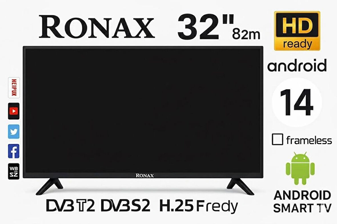 Ronax 32" 82 Ekran Uydu Alıcılı Android Smart LED TV