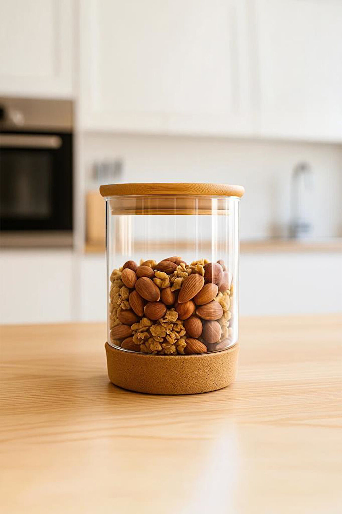 Bambum Corki - Mantar Altlıklı Cam Saklama Kabı 900ml