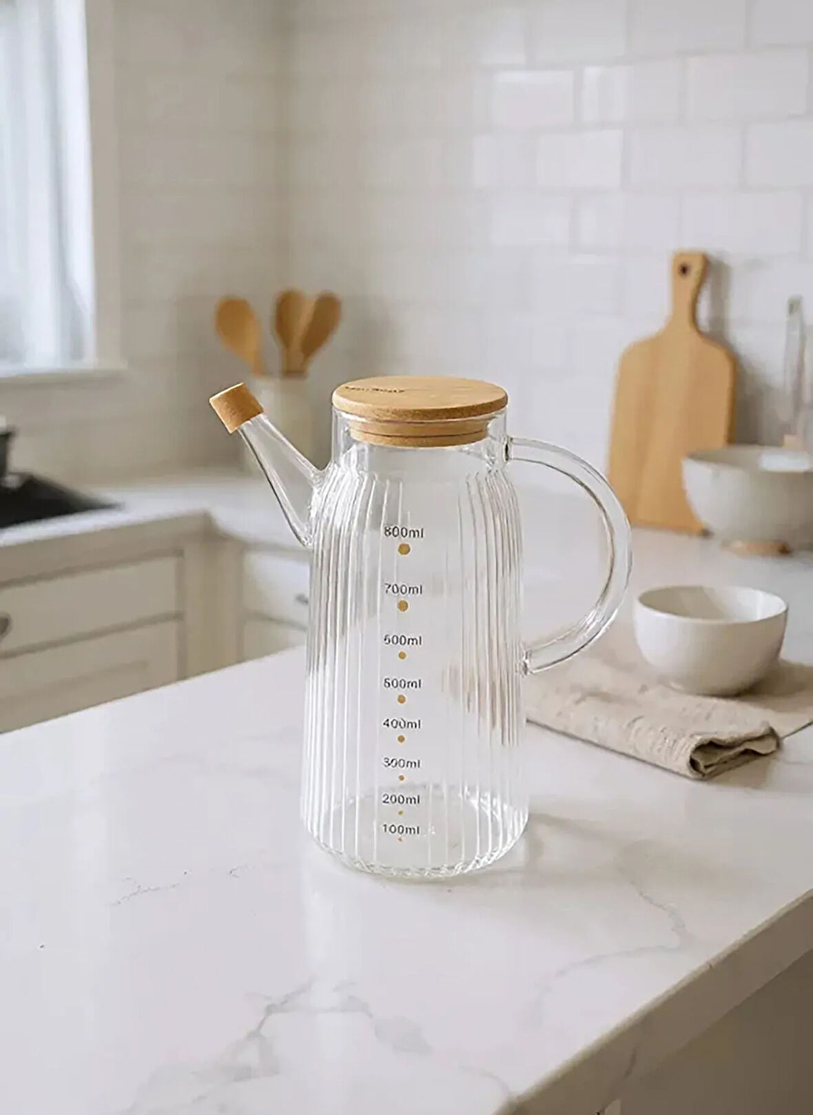 Bambum Cam Sürahi Hydro - Bambu Kapaklı Cam Sürahi