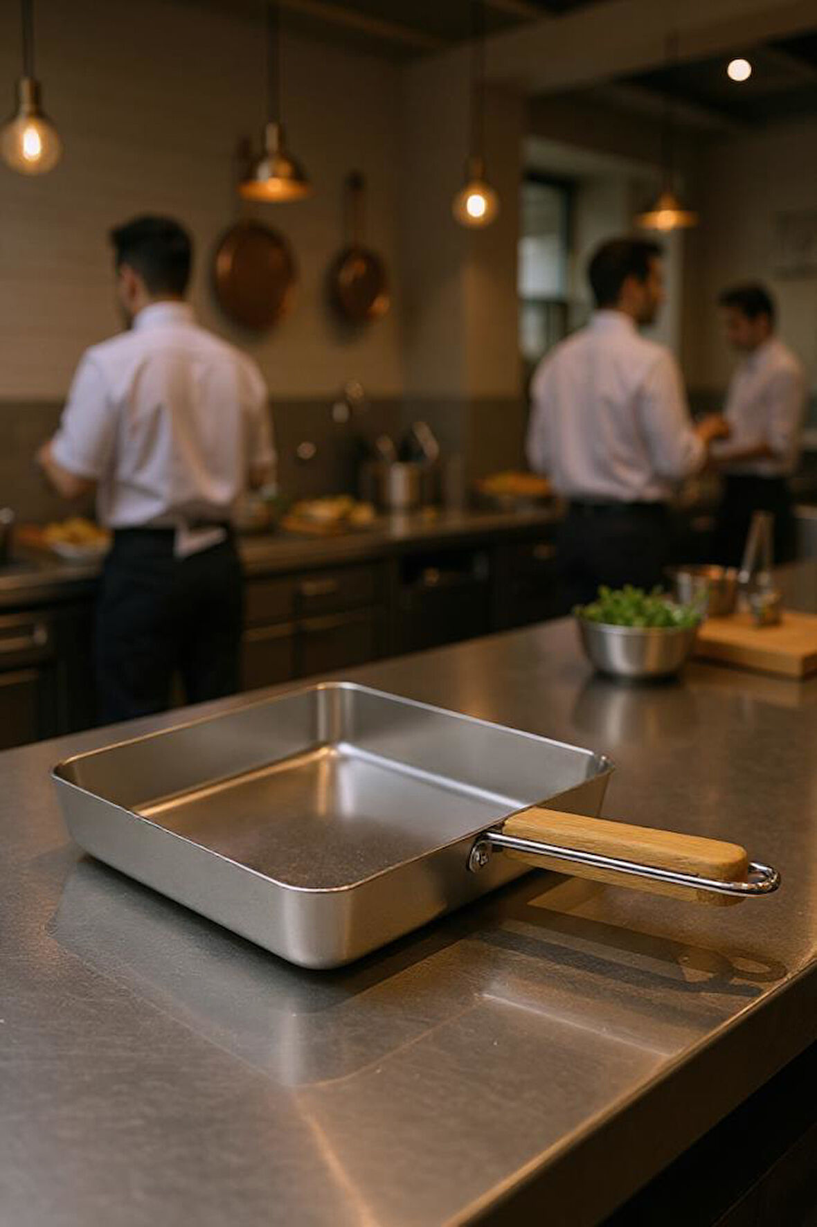 Bambum Cesta - Bambu Saplı Çelik Sunum Tavası Kare Büyük