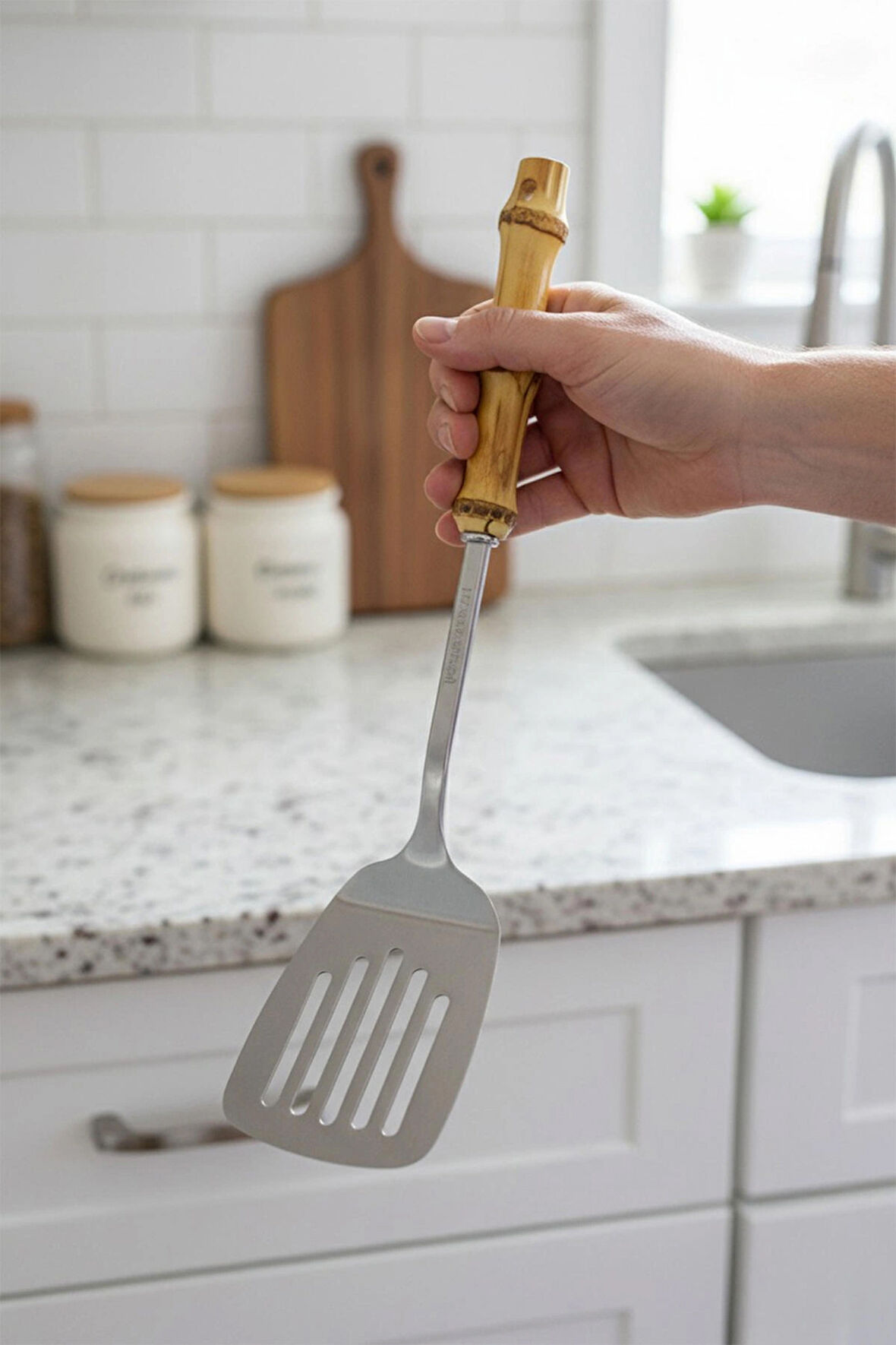 Bambum Mundo - Bambu Saplı Oluklu Kevgir 35*7,5cm