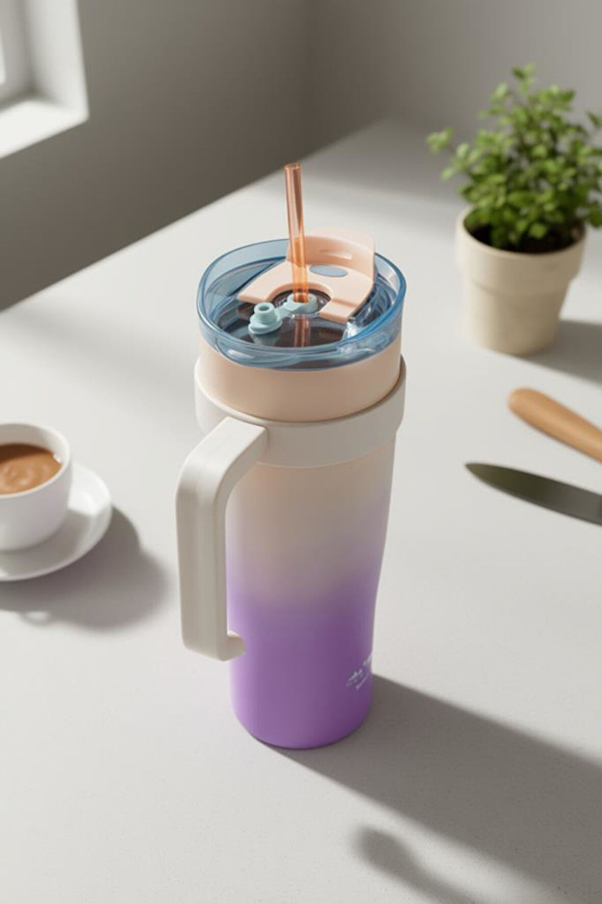 Bambum Horizon - Pipetli Termos Bardak Pembe 1000ml