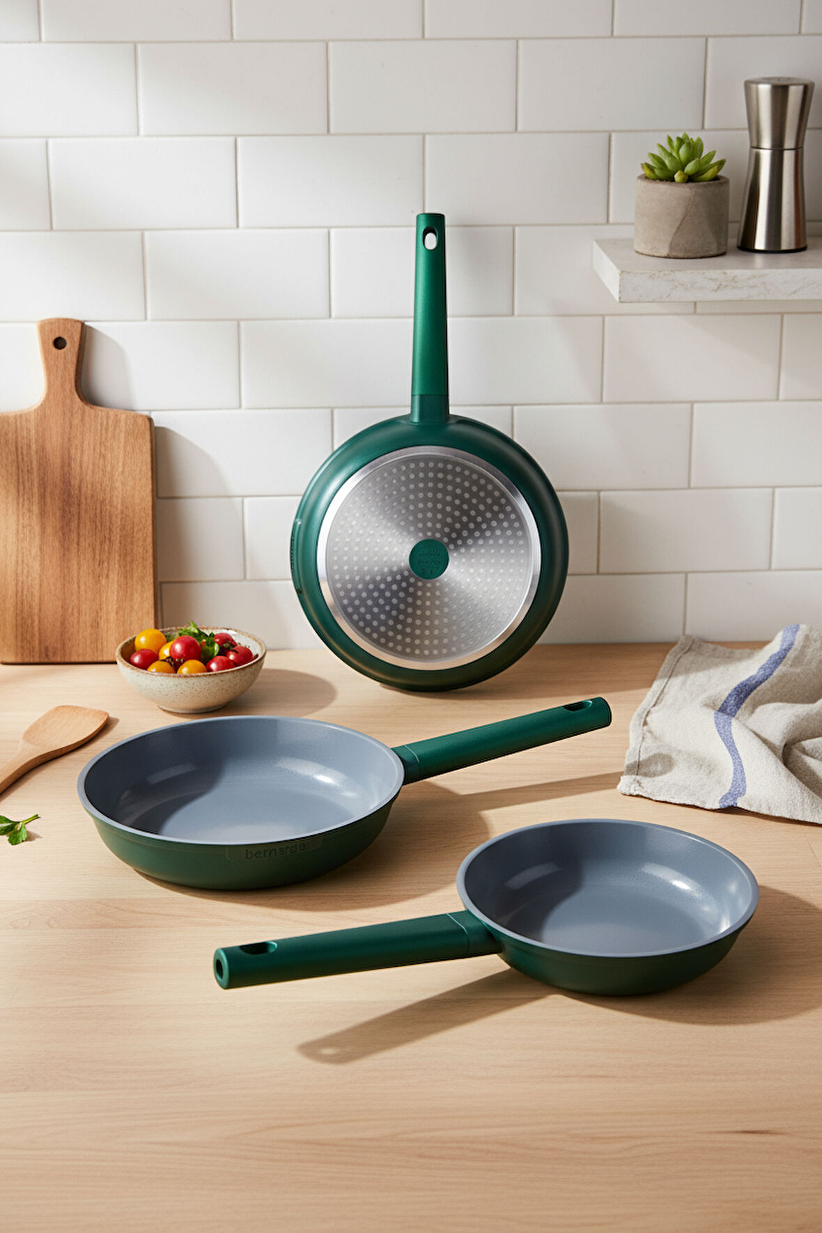 Bernardo Chef Seramik Döküm 3 Parça Tava Seti Yeşil