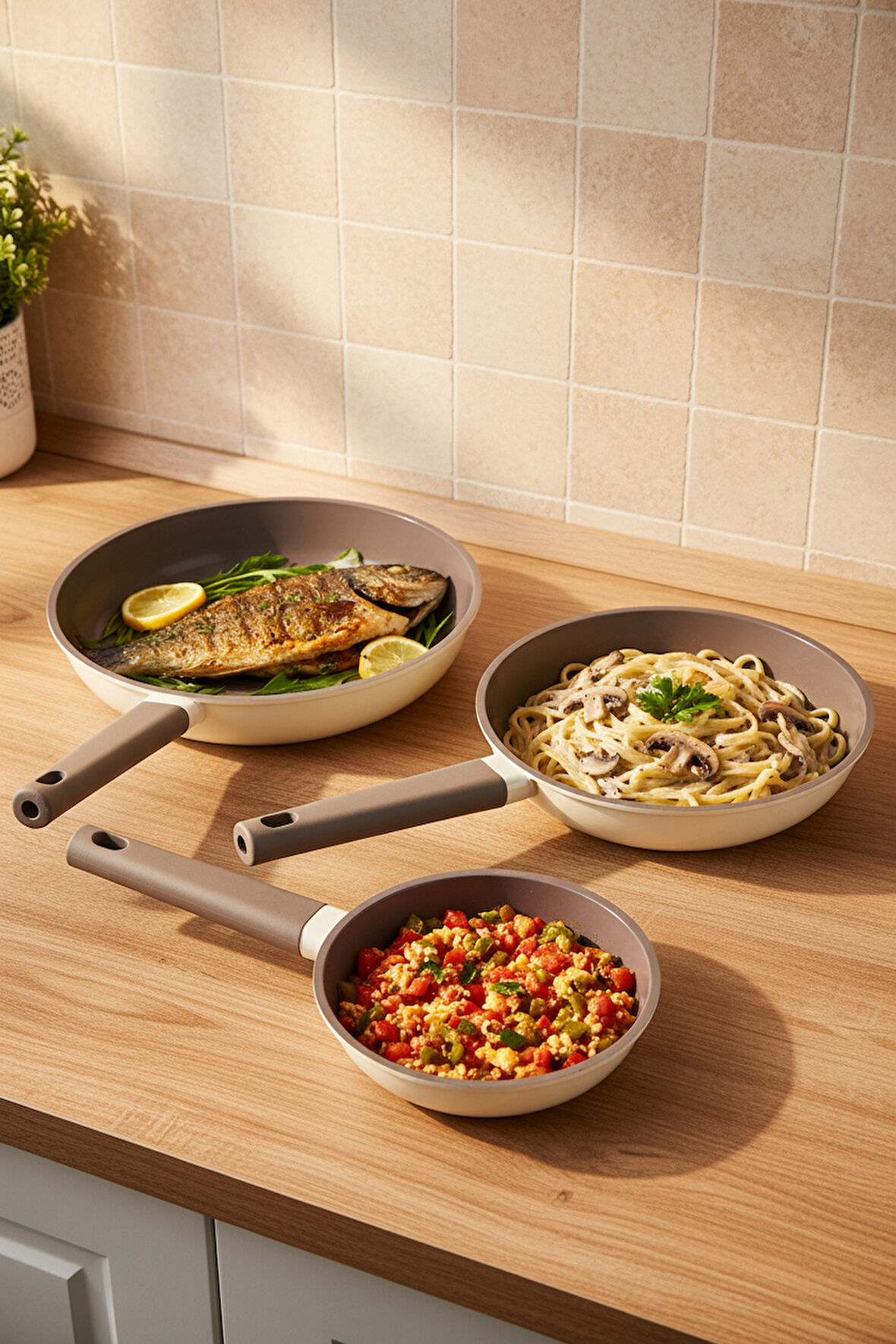 Bernardo Chef Döküm 3 Parça Tava Seti Krem