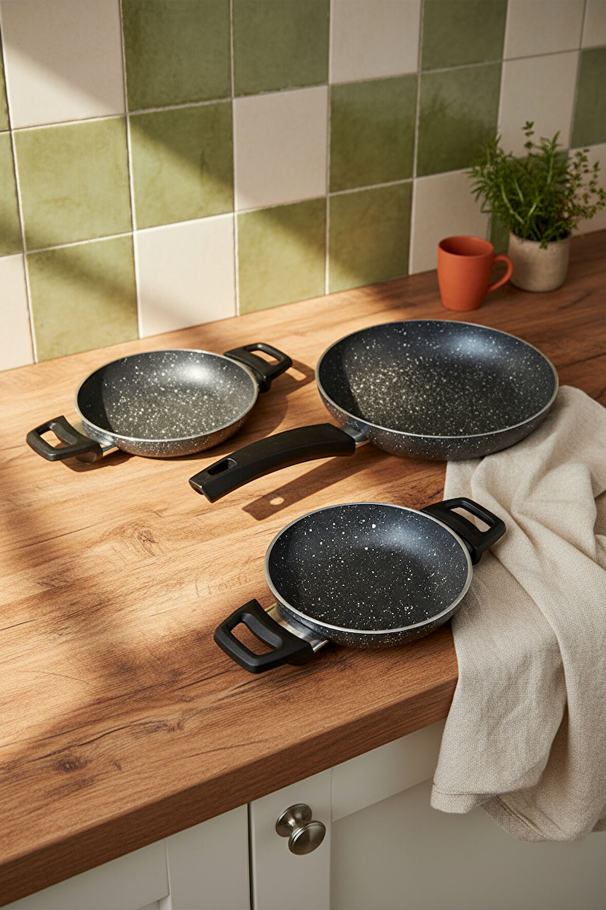 Bernardo Athelas 3 Parça Tava ve Sahan Seti Gri