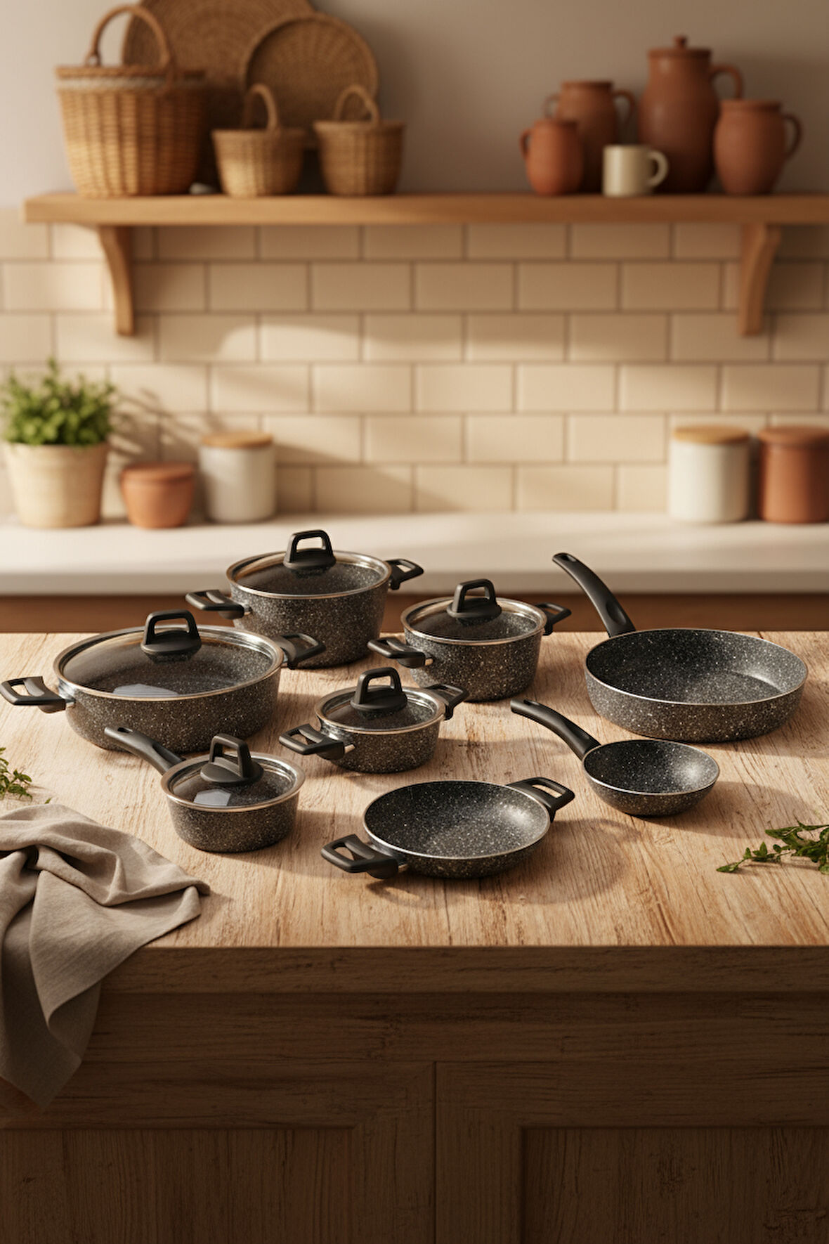 Bernardo Anita 13 Parça Tencere Seti Gri