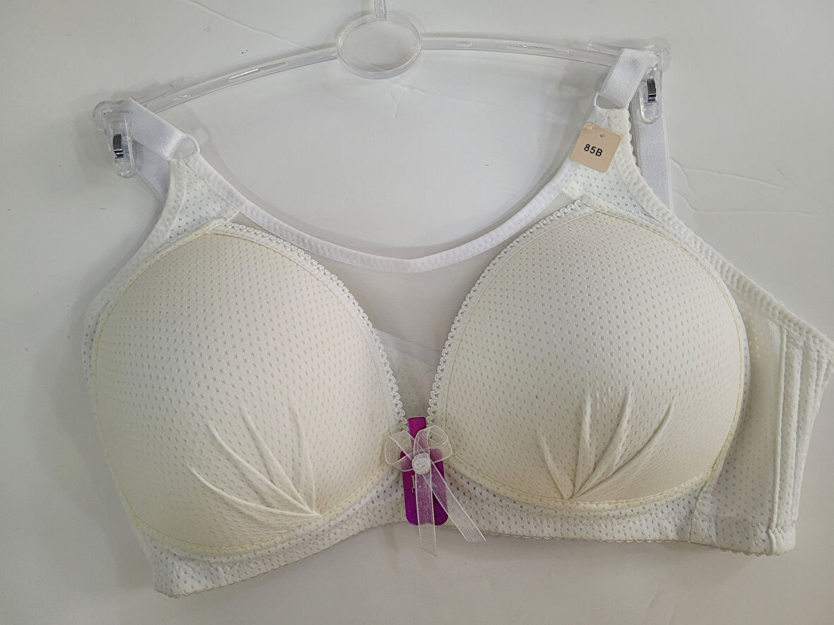 FK İÇGİYİM Önü Tül Detaylı Toparlayıcı Sütyen-BEYAZ