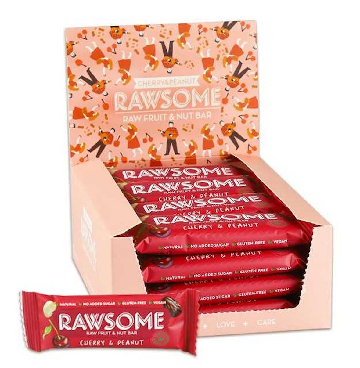 Rawsome Vişne ve Yer Fıstıklı Kuruyemiş ve Meyve Bar 40 Gr. 16 Adet (1 Kutu)