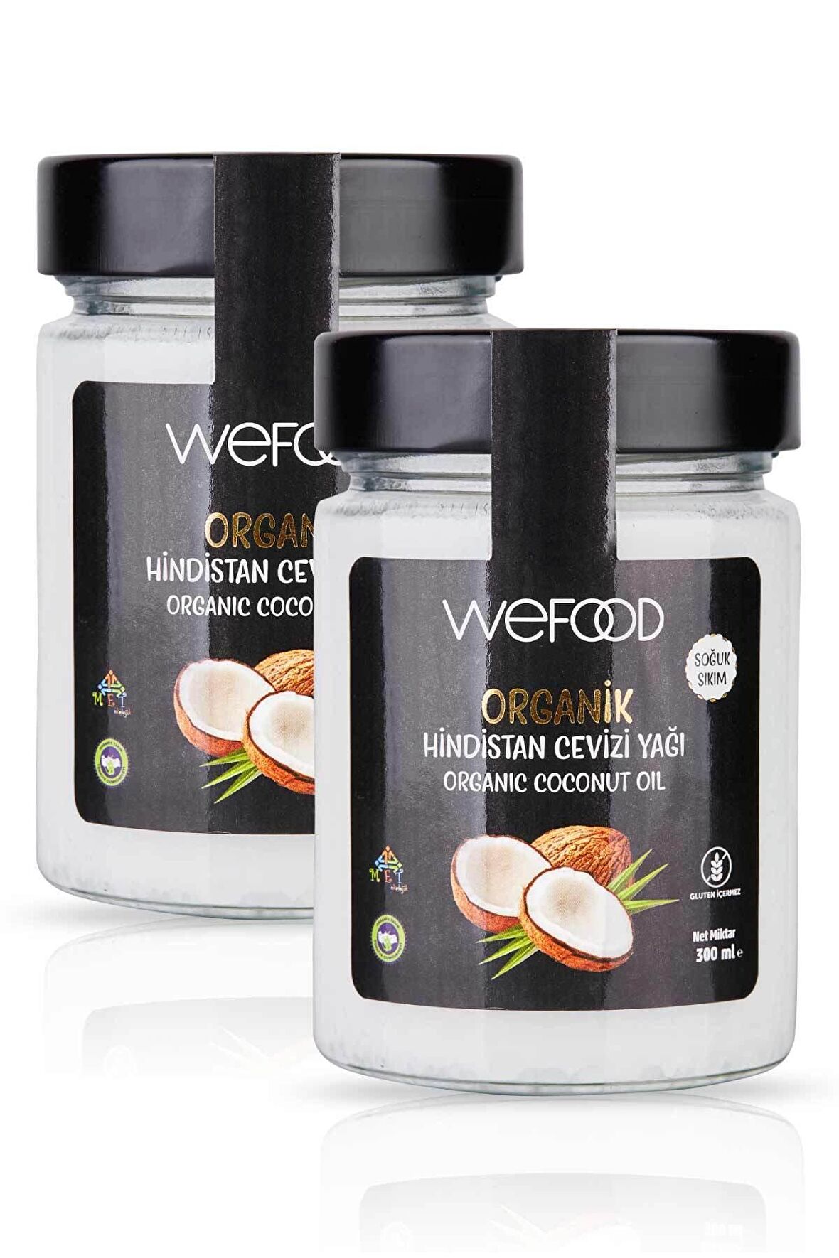 Wefood Organik Hindistan Cevizi Yağı 300 ml 2'li (Organik Sertifikalı, Soğuk Sıkım)