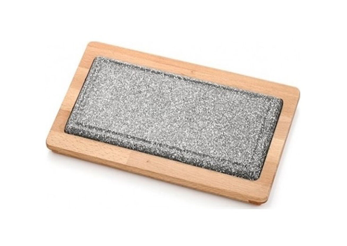 Döküm Granit Steak Sunum Döküm Seti Ahşap Altlıklı (A 577 05)