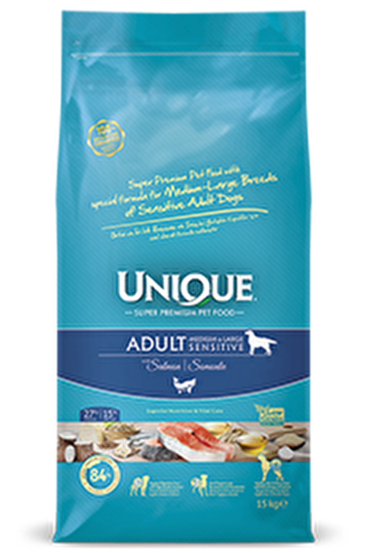 Unique Medium Somonlu Tüm Irklar Yetişkin Kuru Köpek Maması 15 kg