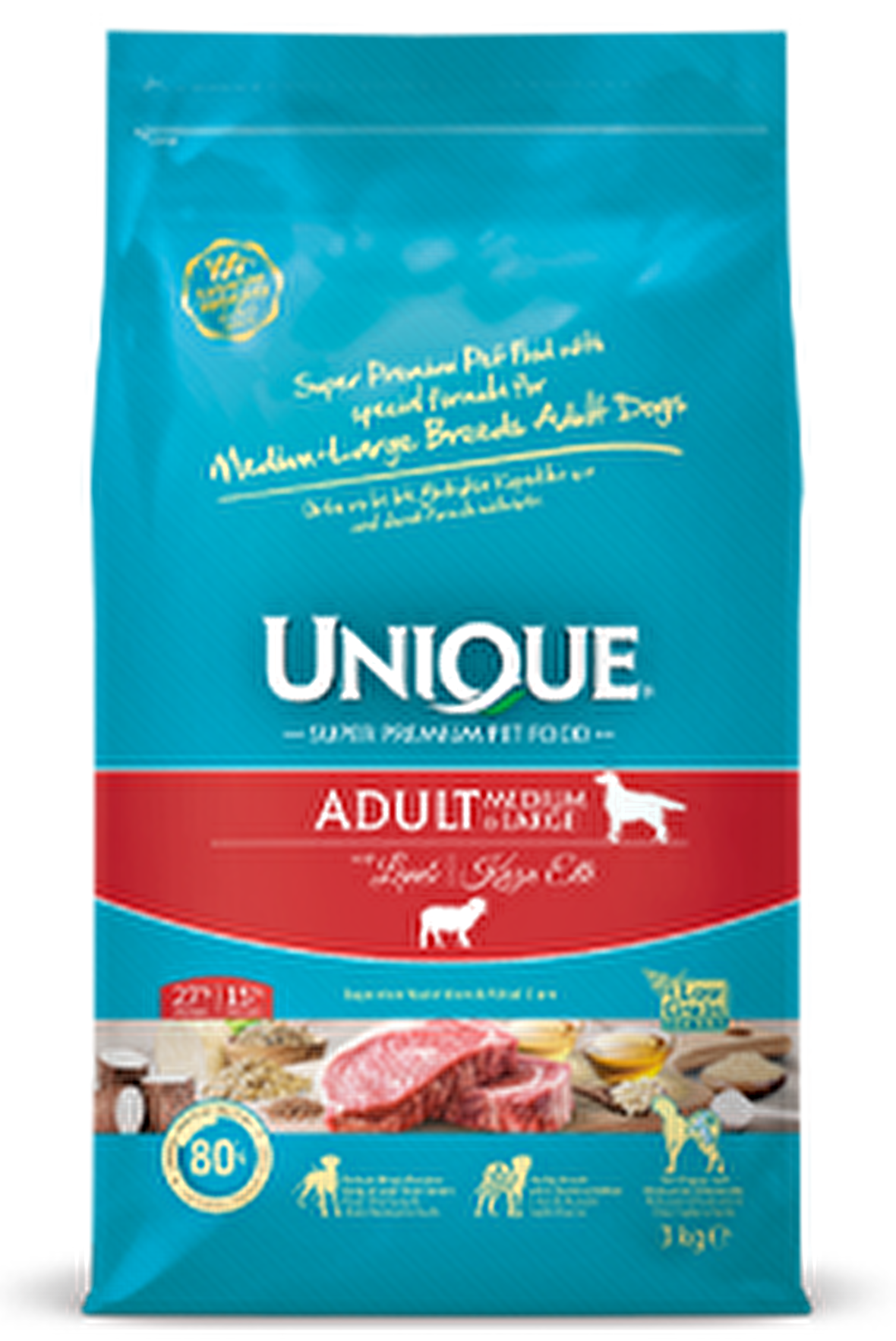 Unique Mini Kuzu Etli Tüm Irklar Yetişkin Kuru Köpek Maması 3 kg