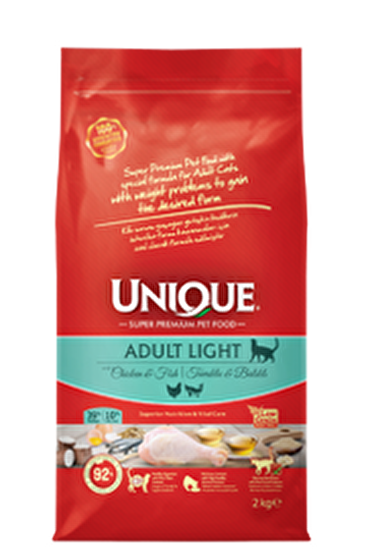 Unique Adult Ligth Tavuklu ve Balıklı 2 kg (Yetişkin Kedi Maması)