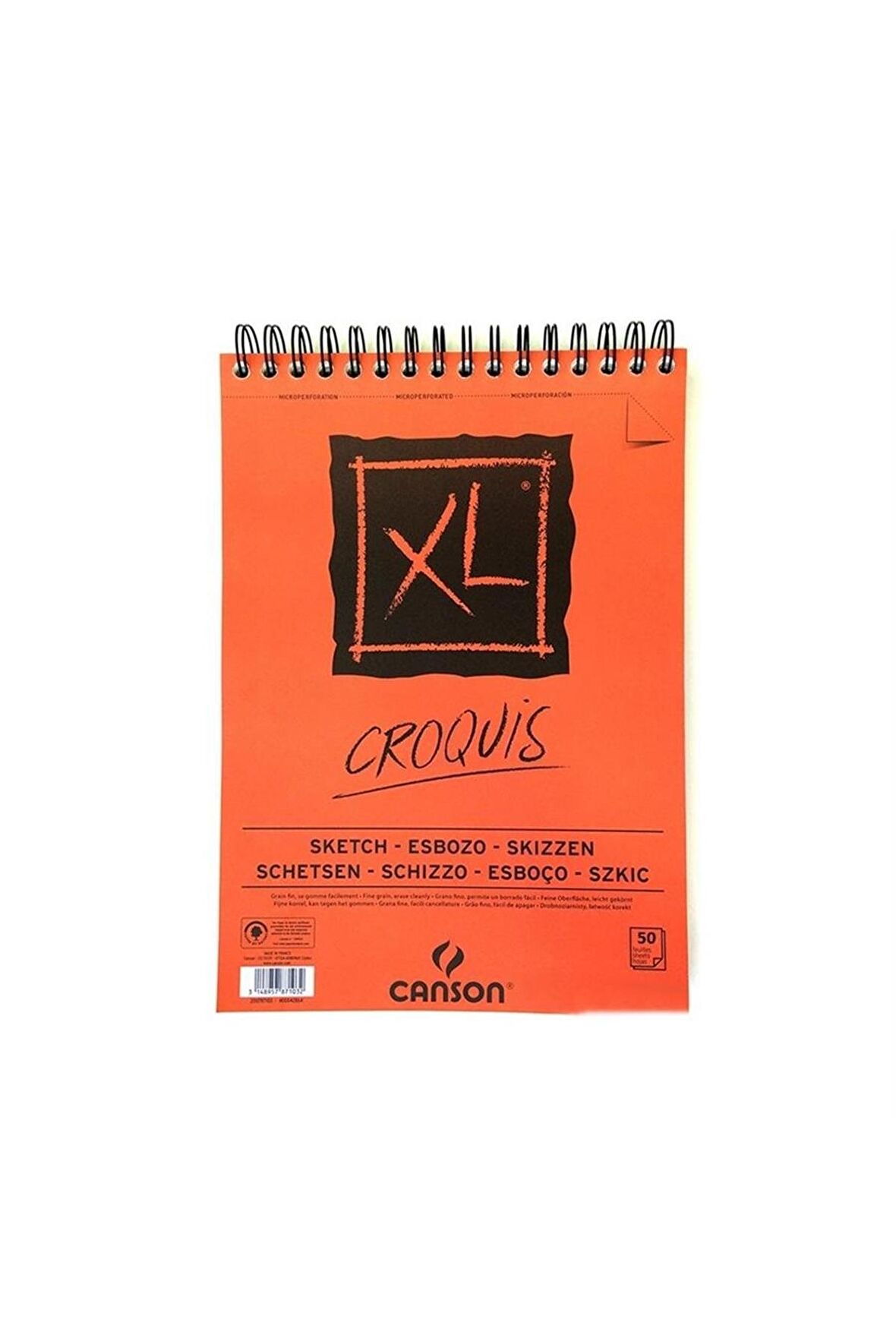 Canson XL Croquis Eskiz Defteri 90g 50 Yaprak Üstten Spiralli A3