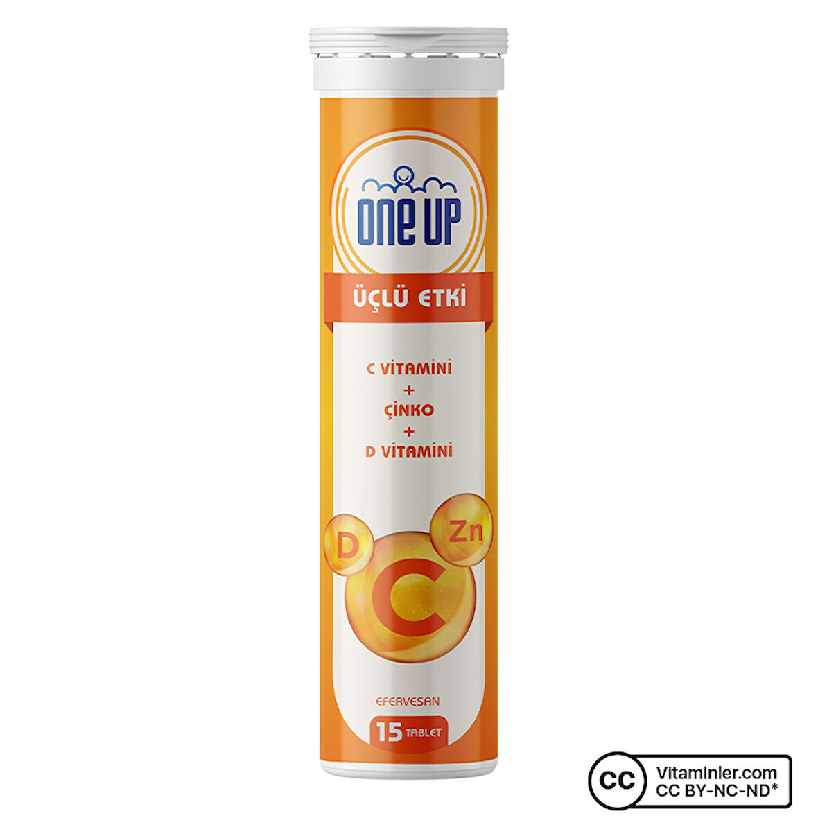 One Up Üçlü Etki C Vitamini + Çinko + D Vitamini 15 Efervesan Tablet - PORTAKAL