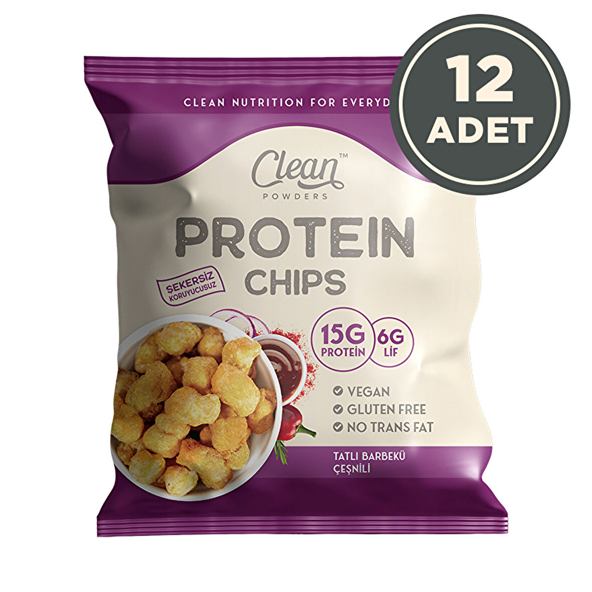 Clean Powders Protein Chips 50 Gr Tatlı Barbekü 12 Adet - TATLI BARBEKÜ