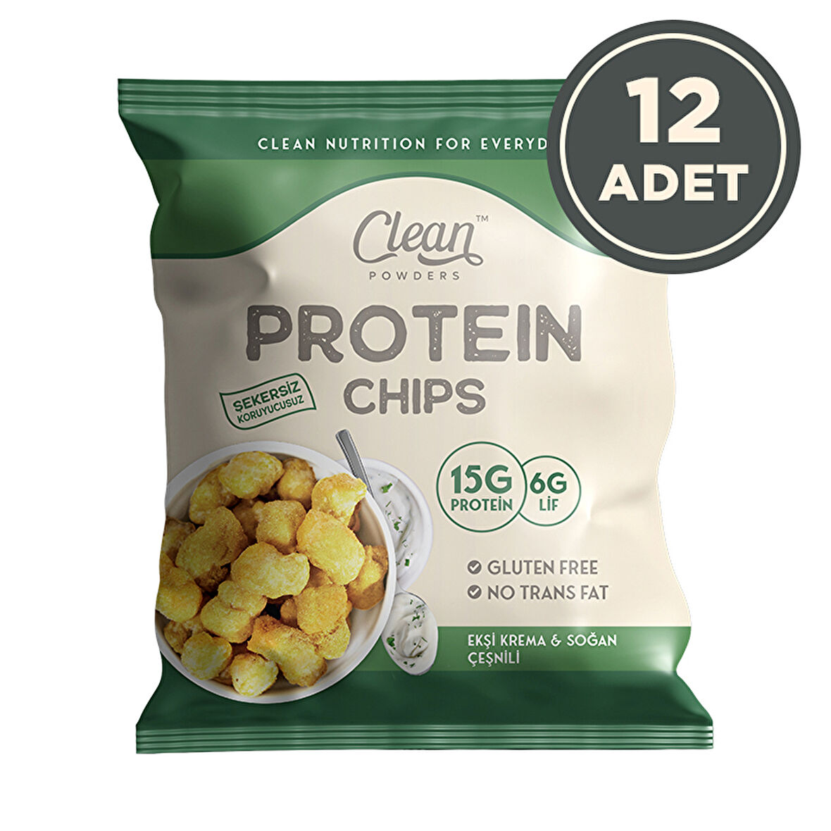 Clean Powders Protein Chips 50 Gr Ekşi Krema Soğan 12 Adet - EKŞİ KREMA - SOĞAN