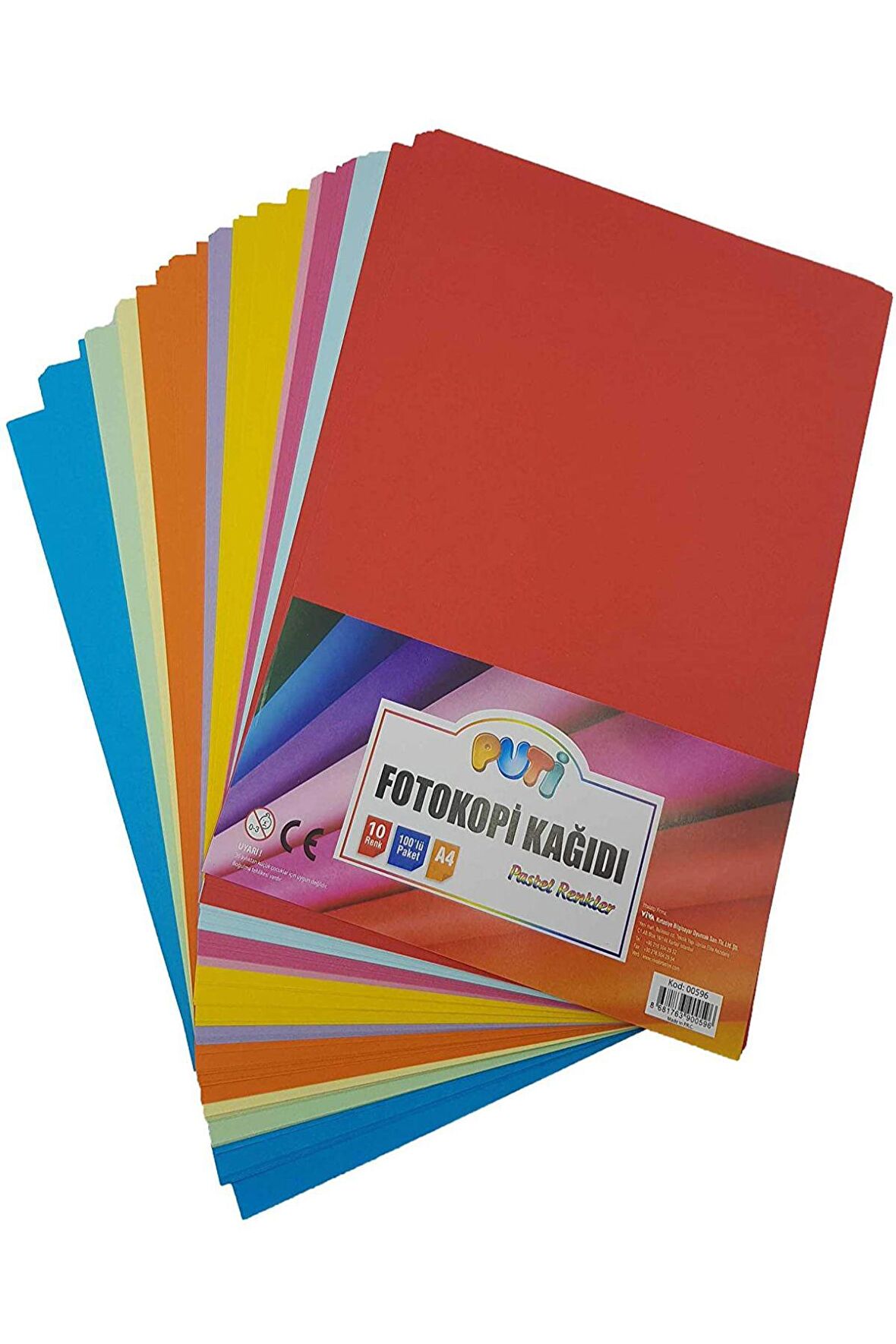 Renkli Fotokopi Kağıdı 100 lü 10 Renkl 1 Paket