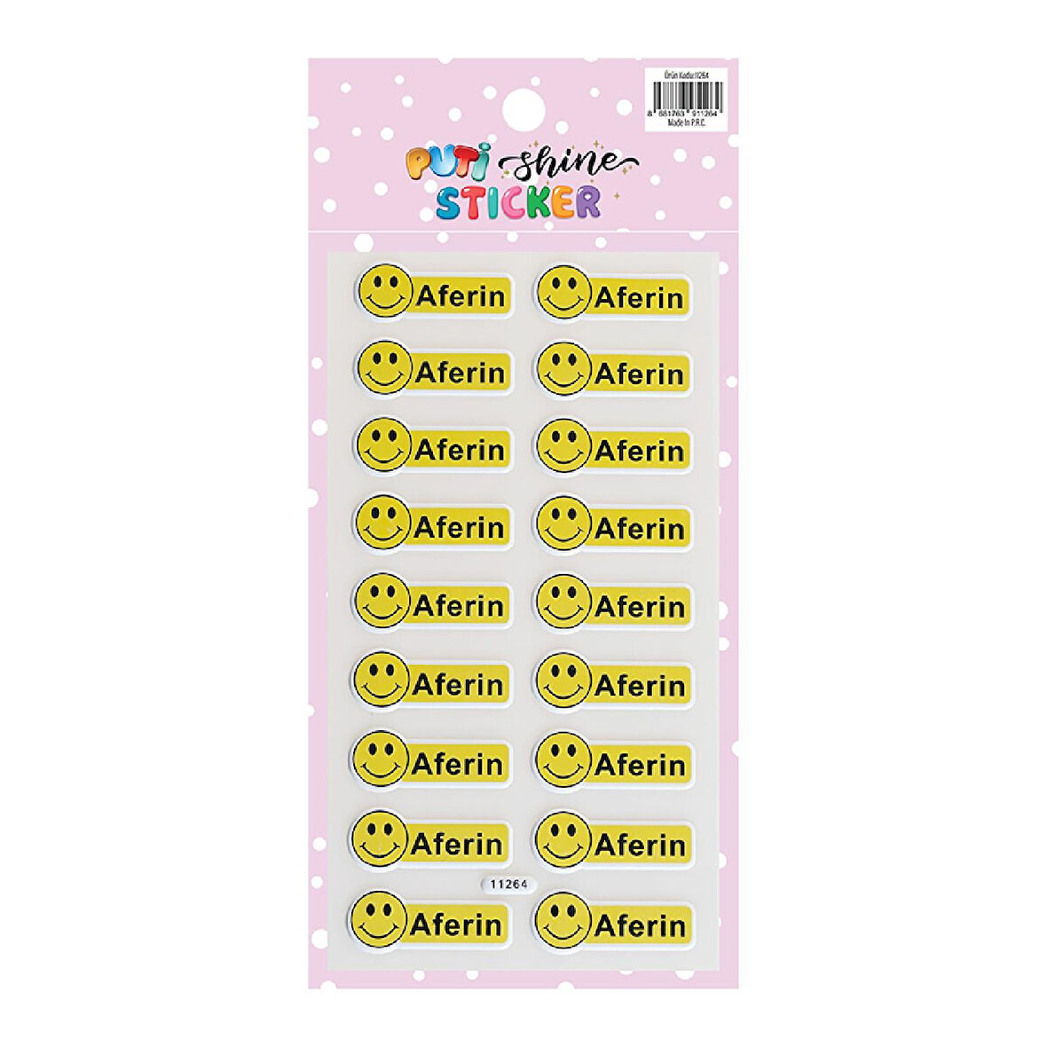 Puti Shine Sticker - Gülen Yüz  Aferin (11264)