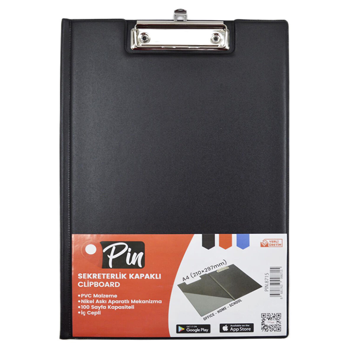 Pin A4 Plastik Kapaklı Sekreterlik Siyah (8715)