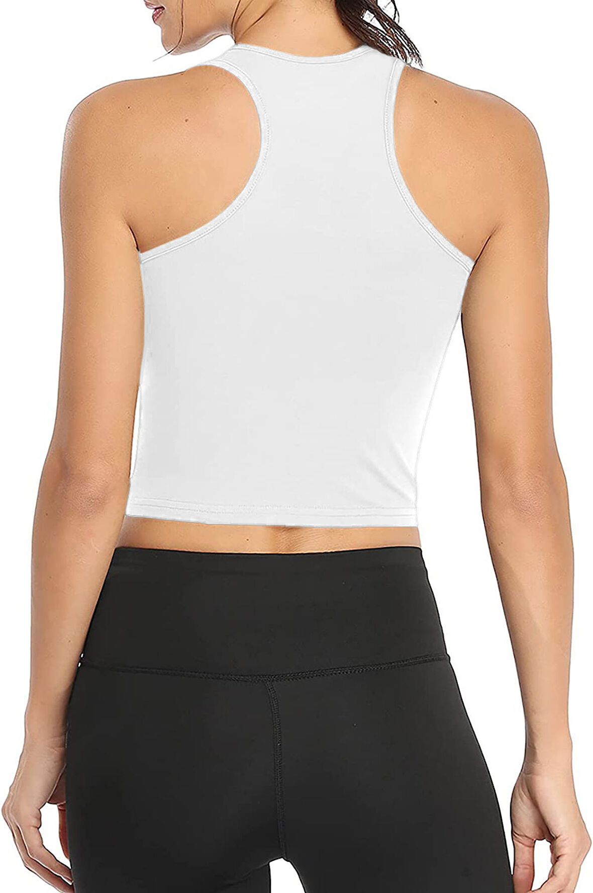 Liona Kadın Beyaz Renk U Yaka Yüzücü Sırtlı Crop Top Büstiyer