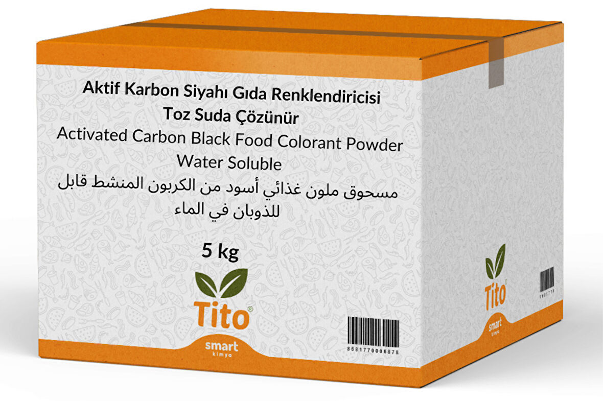 Bitkisel Karbon (Aktif Karbon) Siyahı Gıda Renklendiricisi Toz Suda Çözünür E153 5 kg