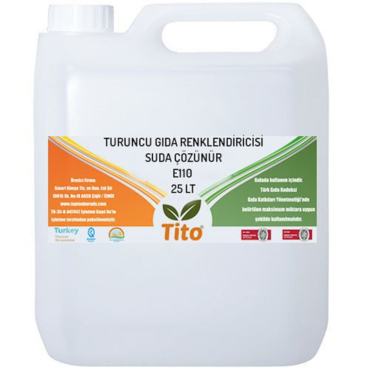 Turuncu Gıda Renklendiricisi Sıvı Suda Çözünür E110 25 litre