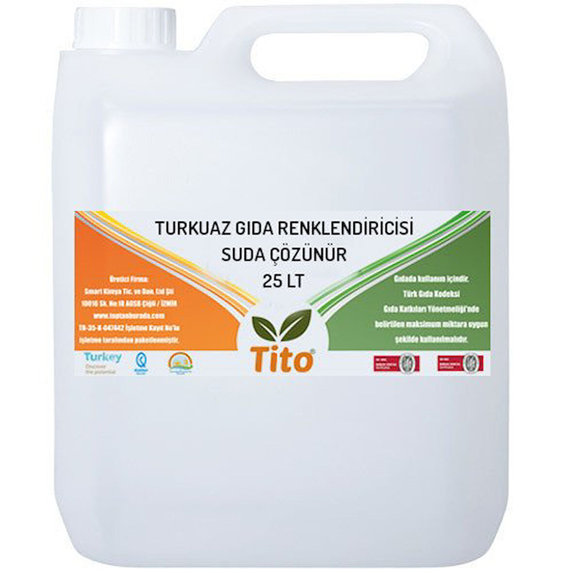 Turkuaz Gıda Renklendiricisi Sıvı Suda Çözünür 25 litre