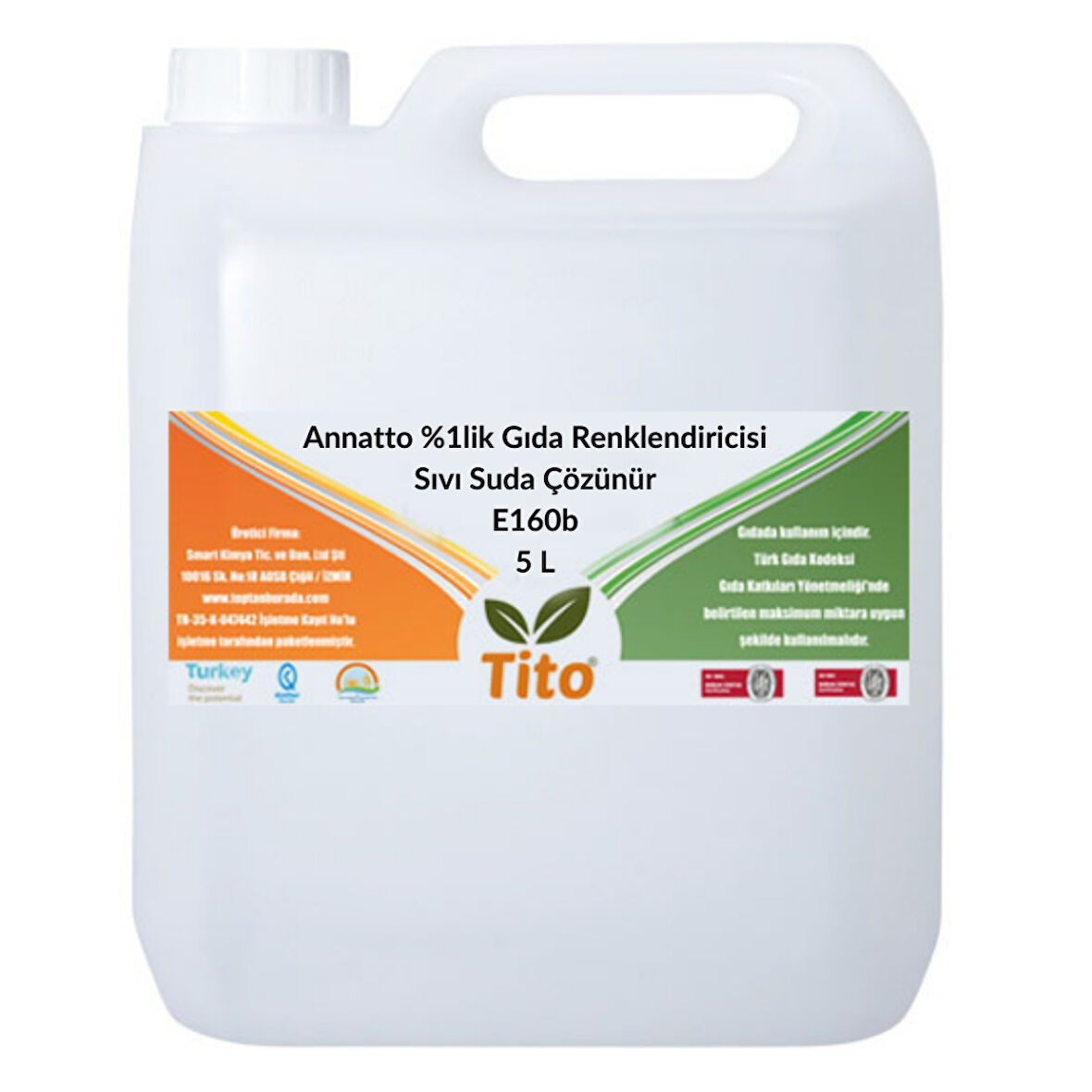 Annatto %1lik Gıda Renklendiricisi Sıvı Suda Çözünür E160b 5 litre
