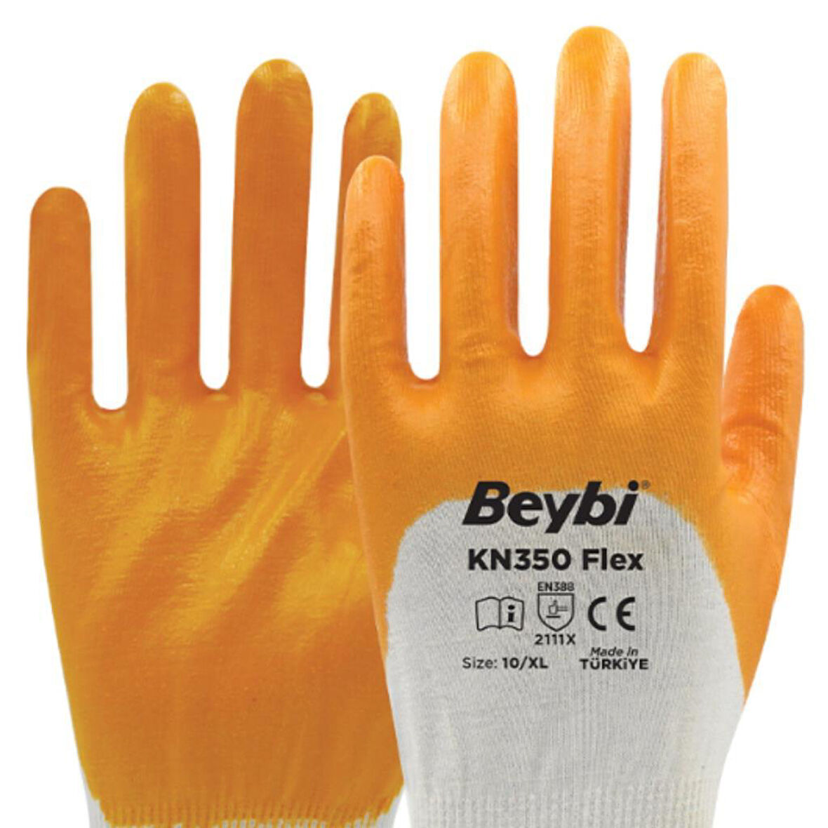 Beybi KN350 Nitril Kaplı Örme Eldiven No:10