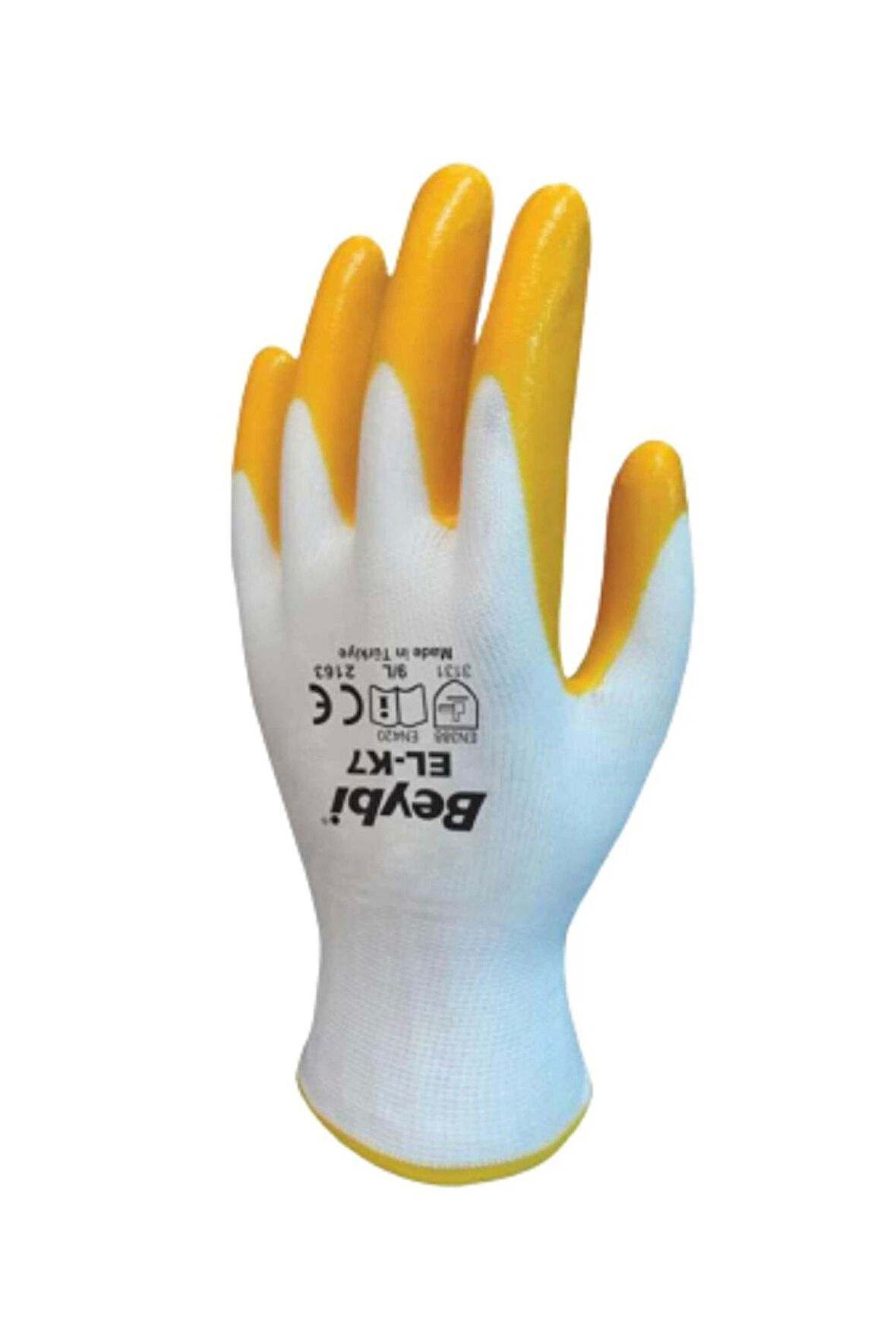 Beybi ELK-7 Pn7 Nitril Kaplamalı İş Eldiveni Dayanıklı Esnek Kaymaz Kavrama Polyester Astar