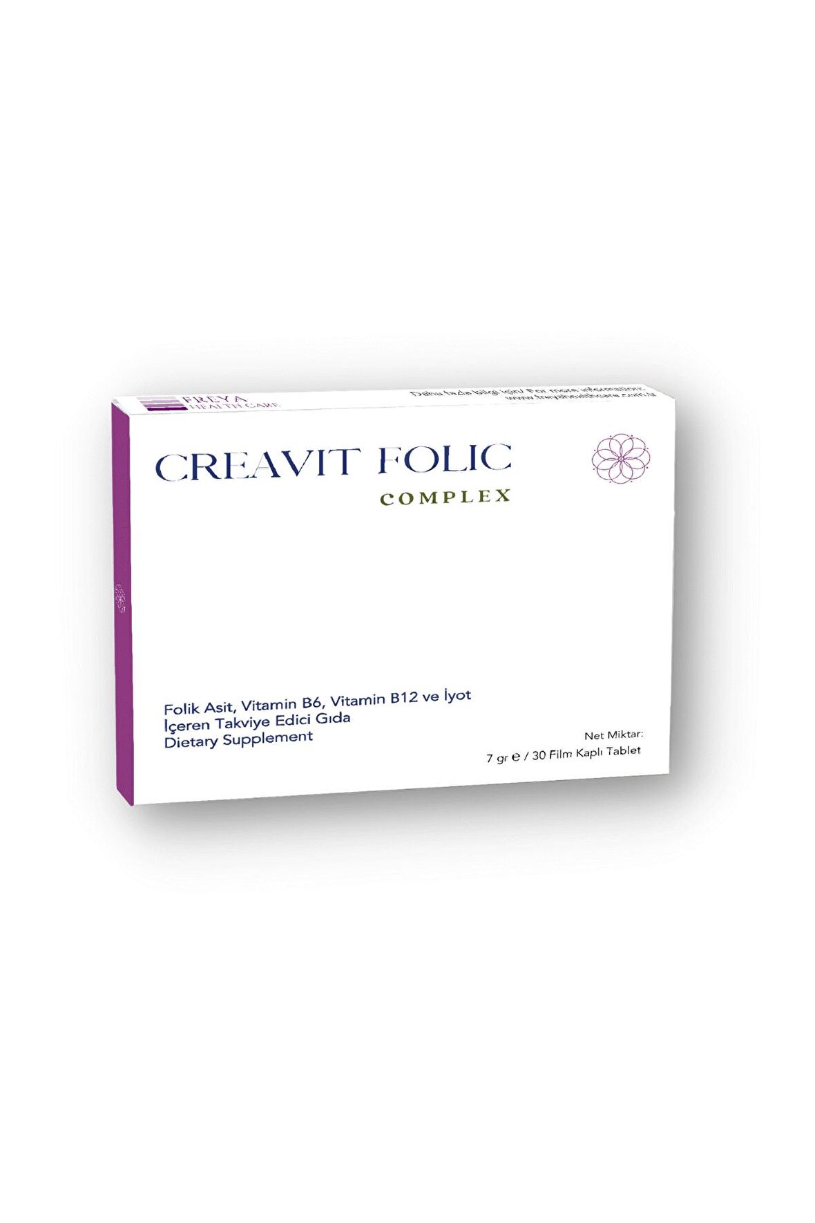 CreaVit Folic Complex 30 Film Kaplı Tablet ( 400 mcg Metilfolat, B6 & B12 vitaminleri, İyot)