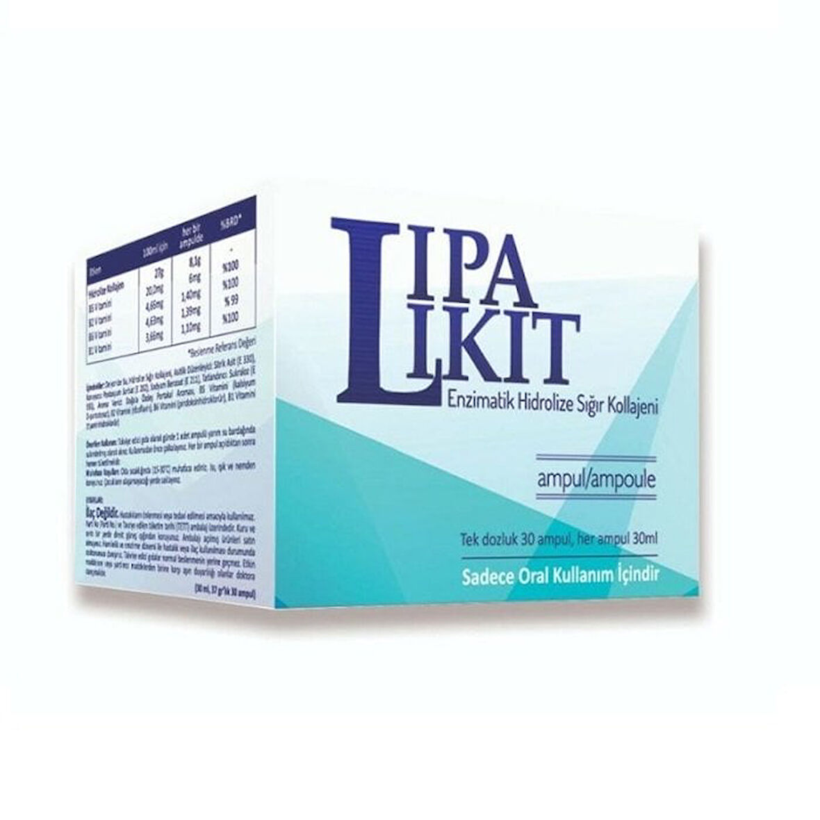 LipaLikit Enzimatik Sığır Kollajeni 30ml 30 Oral İçilebilir Ampul