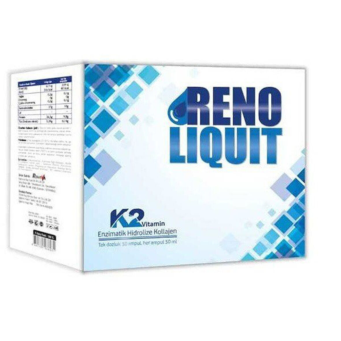 Reno Liquit K2 Vitamin Enzimatik Hidrolize Kollajen 30X30ml Oral İçilebiir Ampul