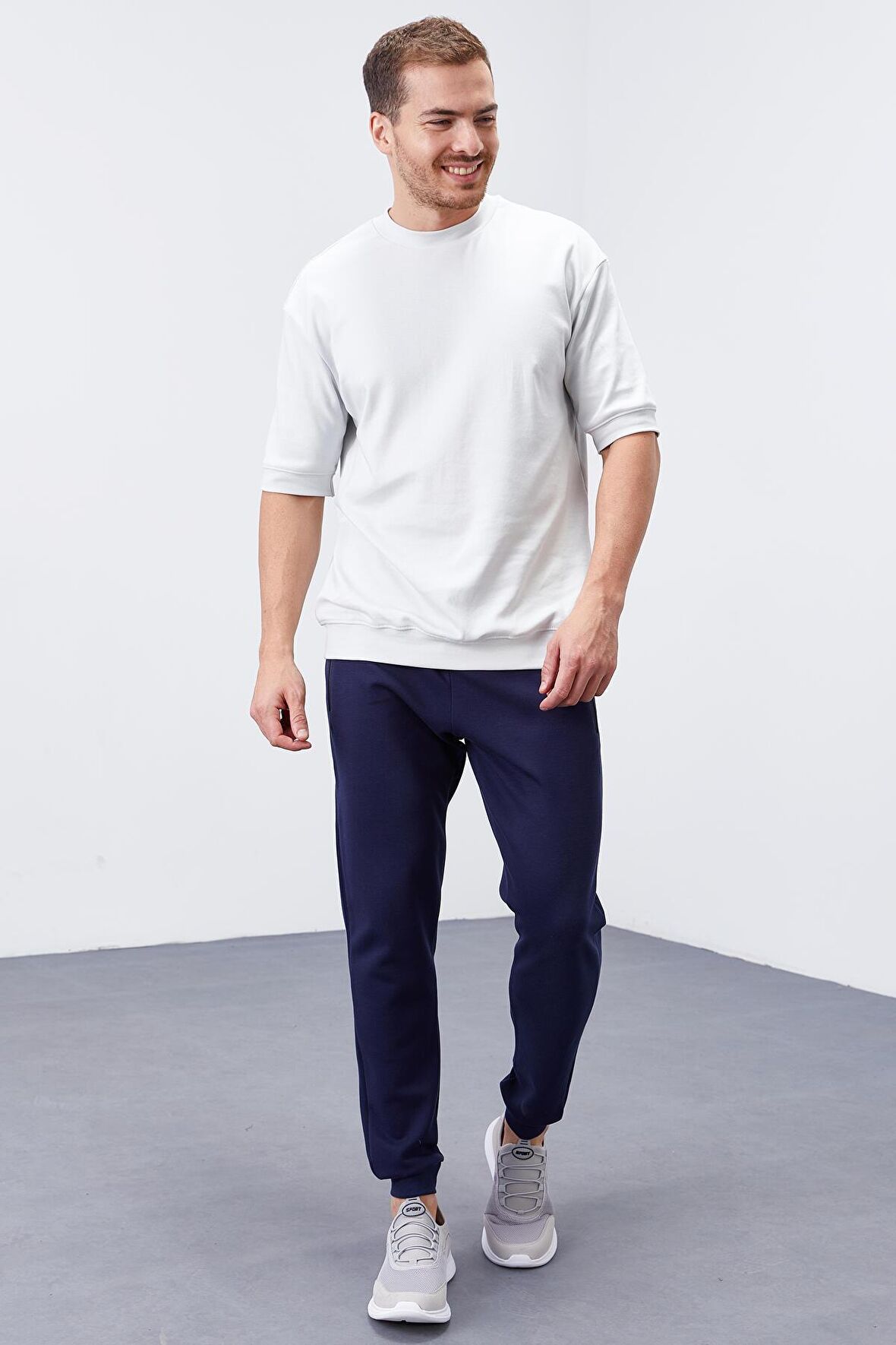 İndigo Fermuar Cepli Slim Fit Jogger Erkek Eşofman Alt - 84742 | XS
