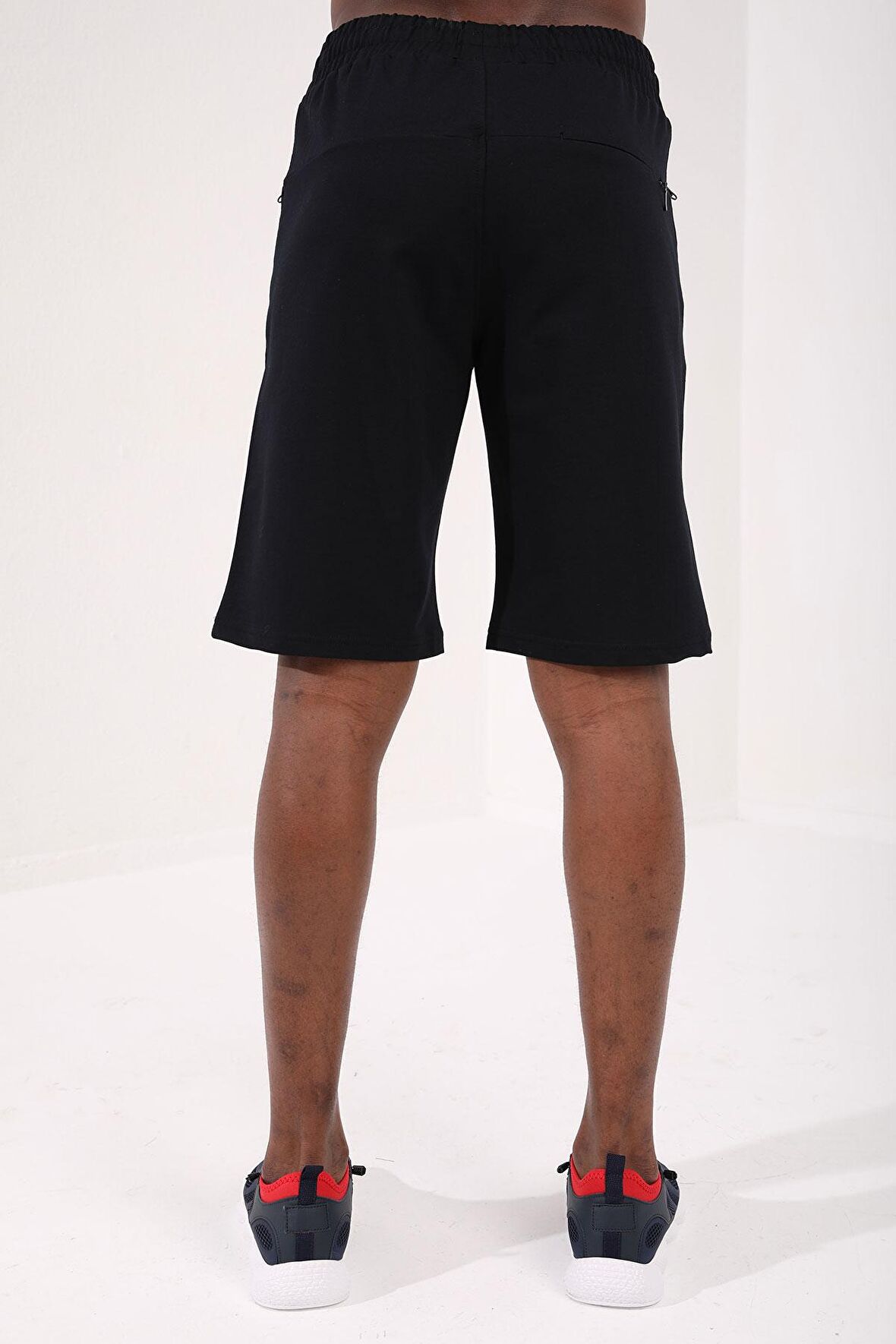 Lacivert Gizli Fermuar Arka Cepli Bağcıklı Standart Kalıp Erkek Şort - 81136 | S