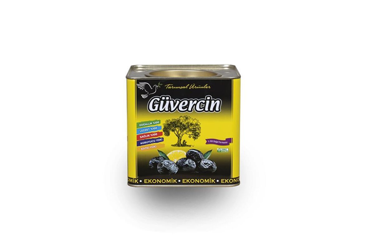 GÜVERCİN Gemlik Çeşidi Siyah Zeytin EKONOMİK 2 Kg Teneke 321-380 Kalibre