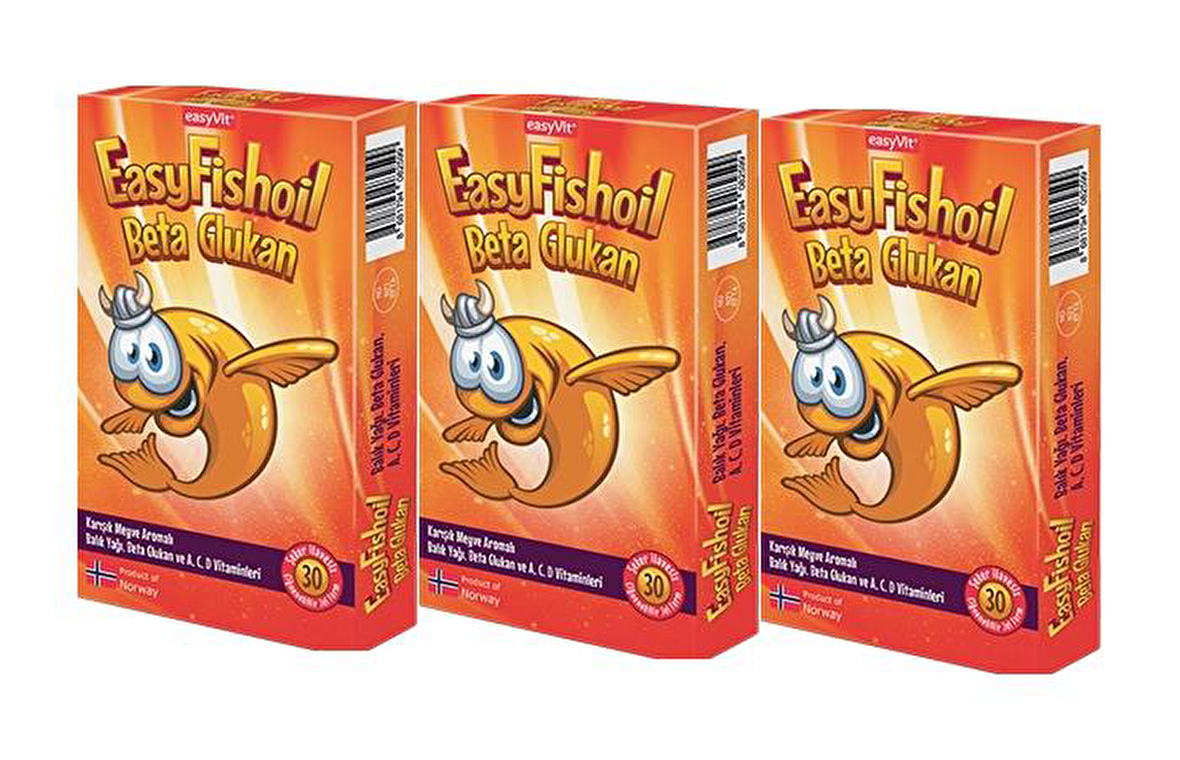 Easy Fishoil Beta Glukan Karişik Meyve Aromali Çiğnenebilir 30 Jel Form x 3 Adet