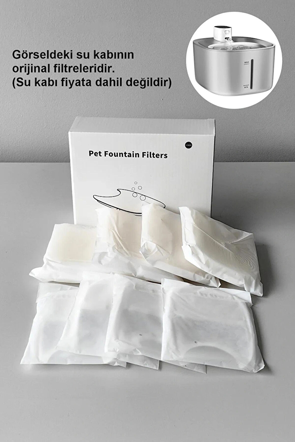 InWS serisi Filtreleri - InWss Paslanmaz Kedi Su Pınarı Yedek Filtreleri - 4'lü Set