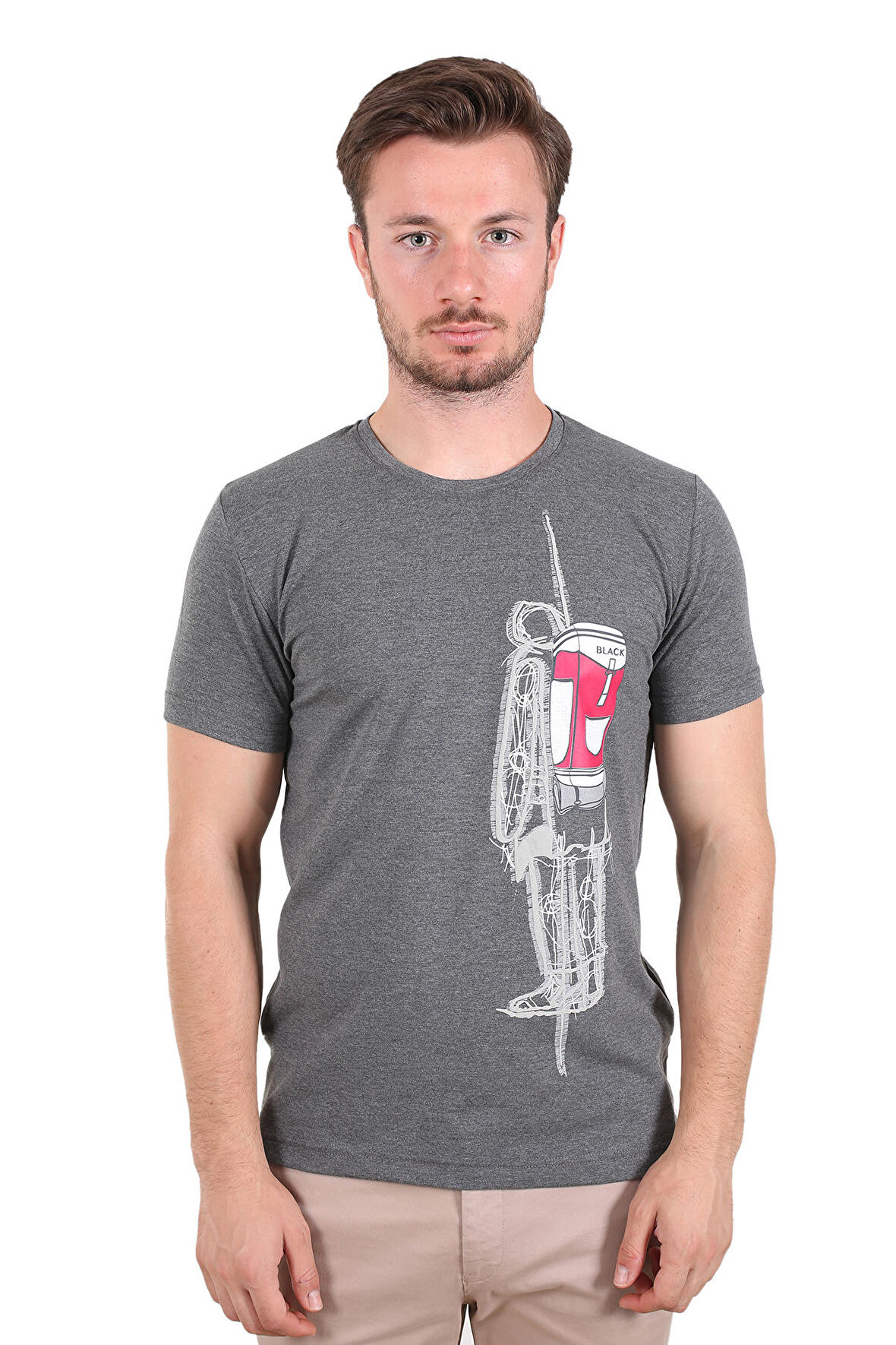 Diandor Erkek Baskılı T-Shirt Füme/Smoked 2217048