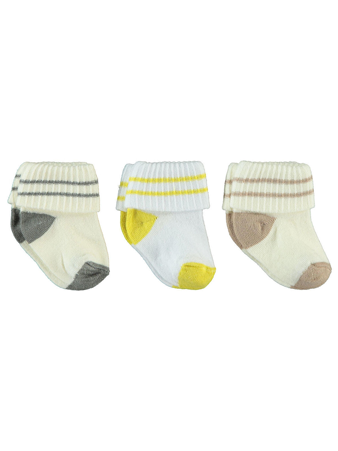 Civil Baby Erkek Bebek 3'lü Çorap Set 0-6 Ay Krem