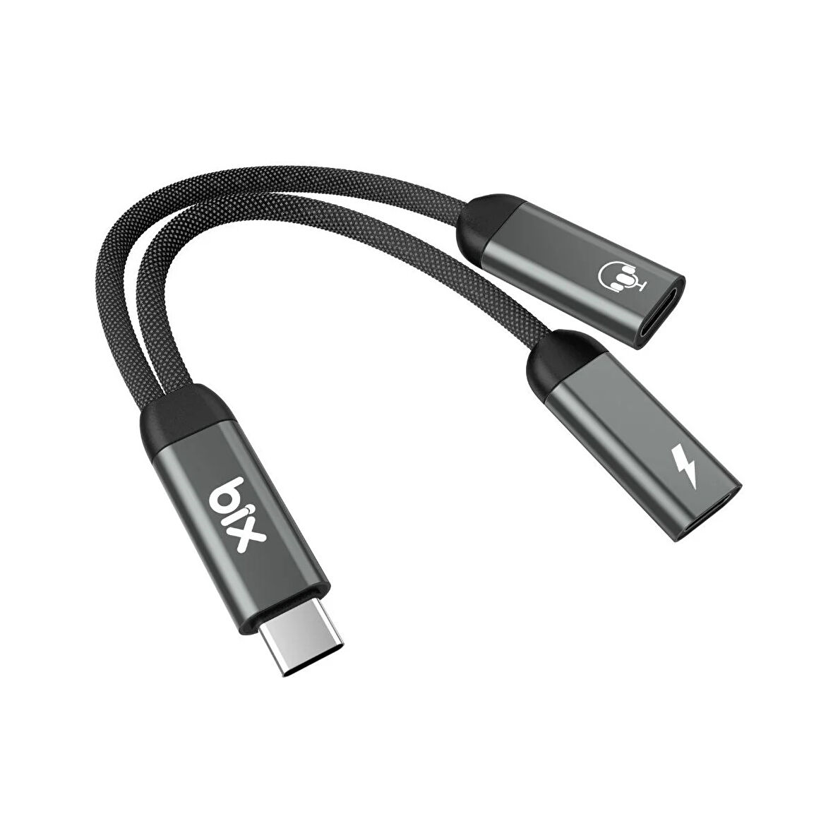 Bix ADP-13 Type-C to Çift Type-C Adaptör ve 15W Hızlı Şarj Dönüştürücü