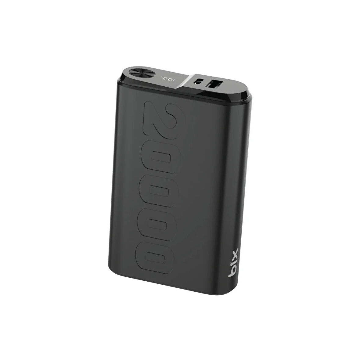Bix TPB24 20000mAh PD 20W USB-C USB-A QC 3.0 22.5W Süper Hızlı Şarj Destekli Dijital Ekranlı Mini Powerbank Siyah